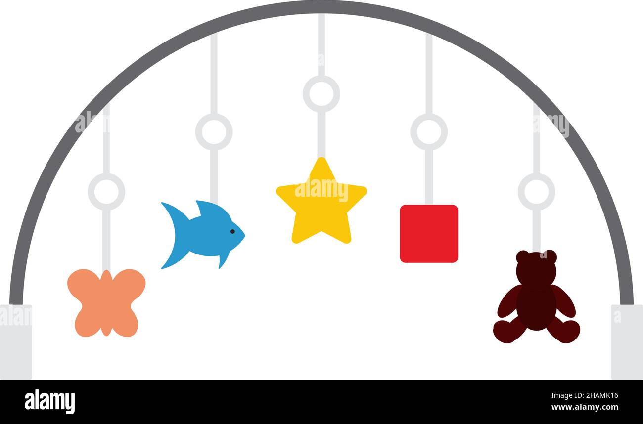 Baby Arc With Hanged Toys Icon. Flat Color Design. Vector Illustration. Stock Vector