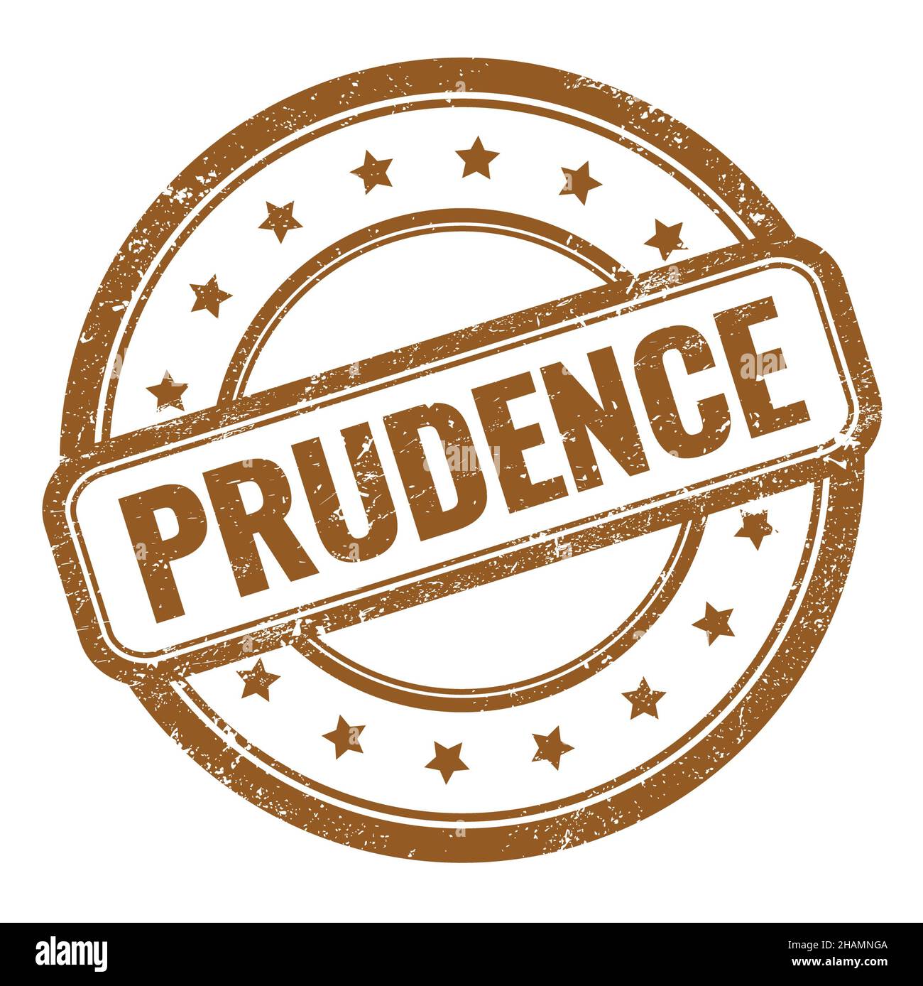 PRUDENCE text on brown grungy vintage round rubber stamp Stock Photo - Alamy