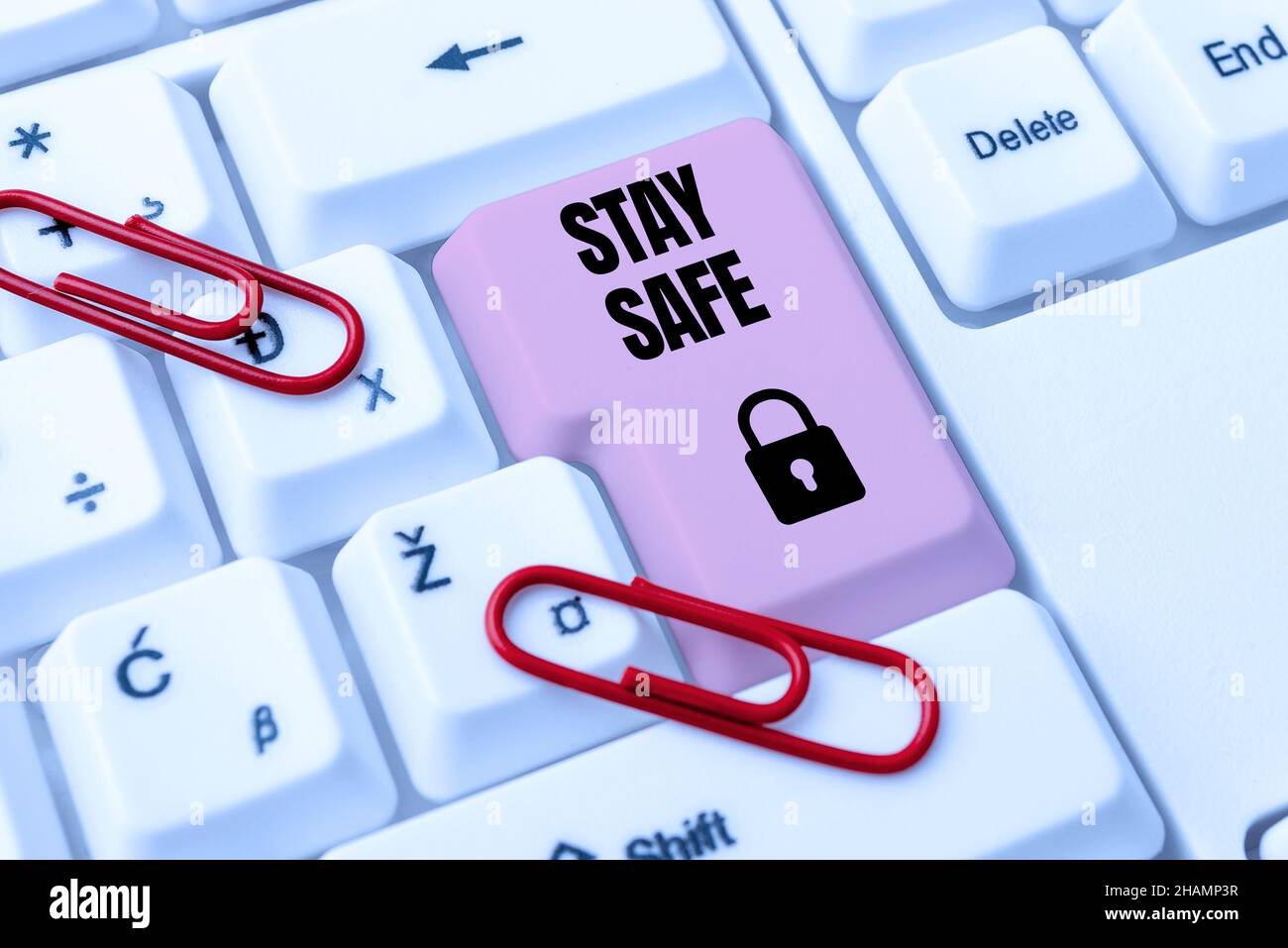 Writing displaying text Stay Safe. Business approach secure from threat ...