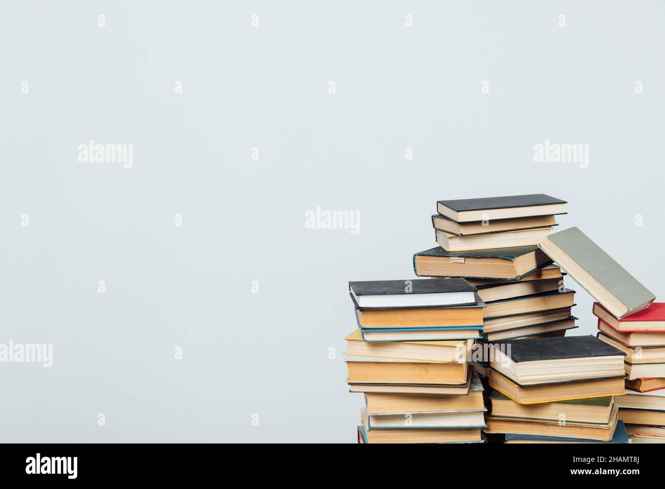 Study Many Books many books to study in the school library on a white background Stock ...