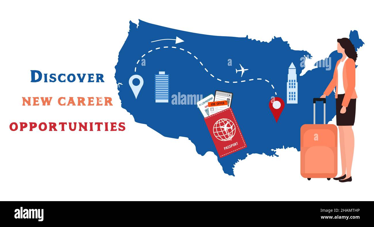 Vector illustration New career opportunities Relocation. Career