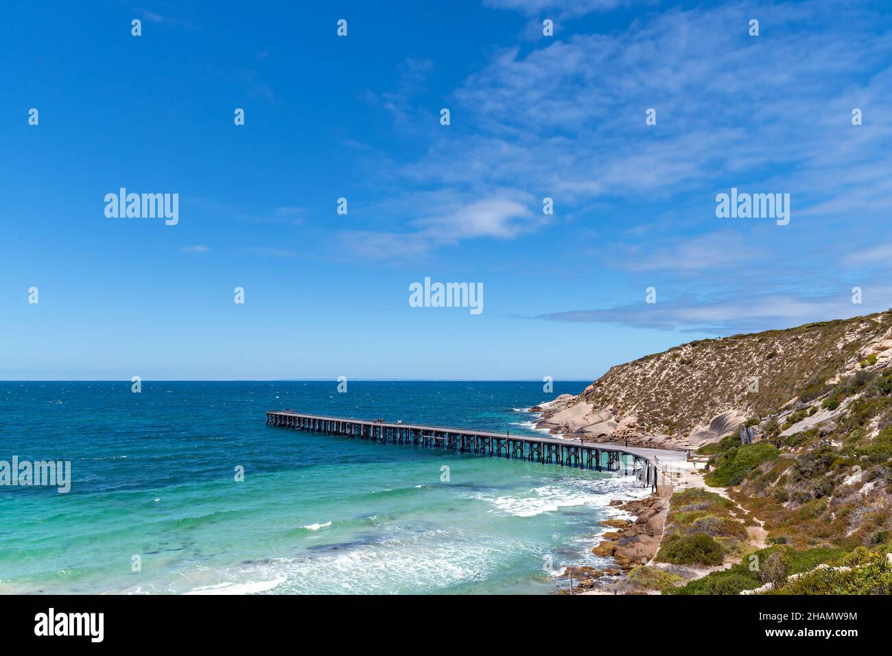Stenhouse Bay Jetty viewed from the lookout at Inneston Park, Yorke