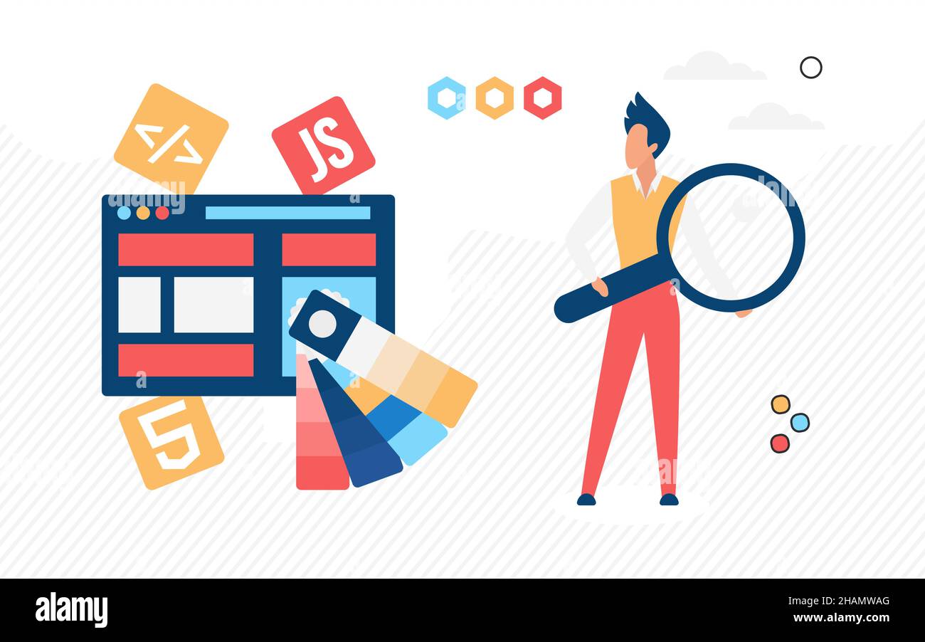 Process of user experience design development. Finding maintenance software engineering it solution Stock Vector