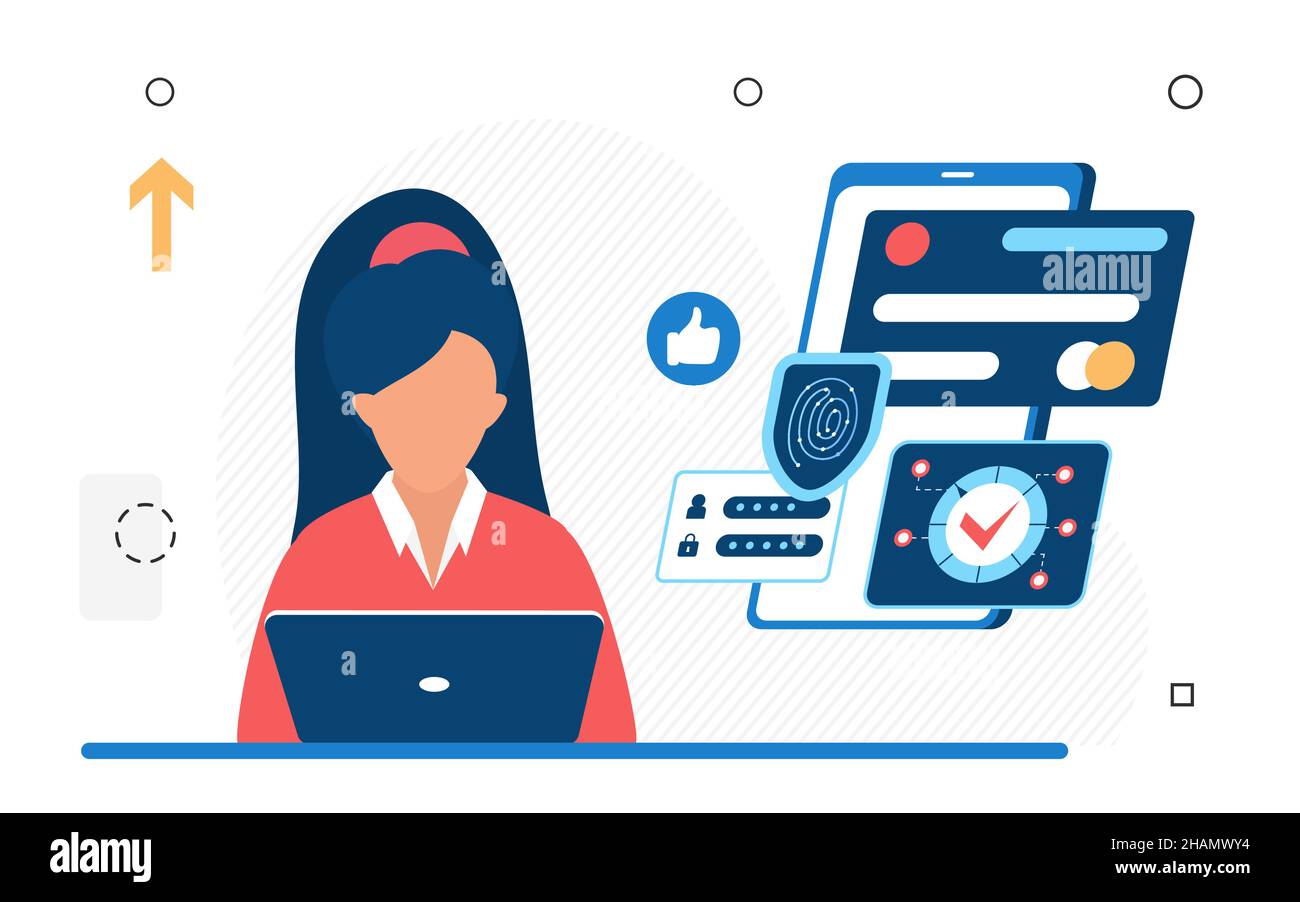 Online digital security private data software system. Protecting digital information from corruption Stock Vector