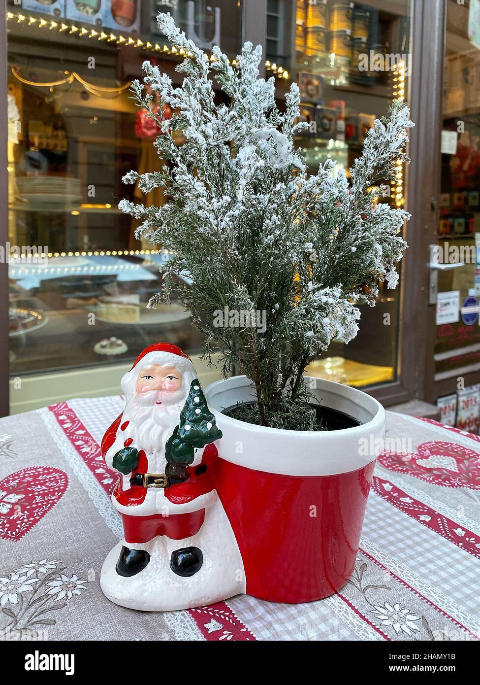 Preparation at the cafe for Christmas Stock Photo