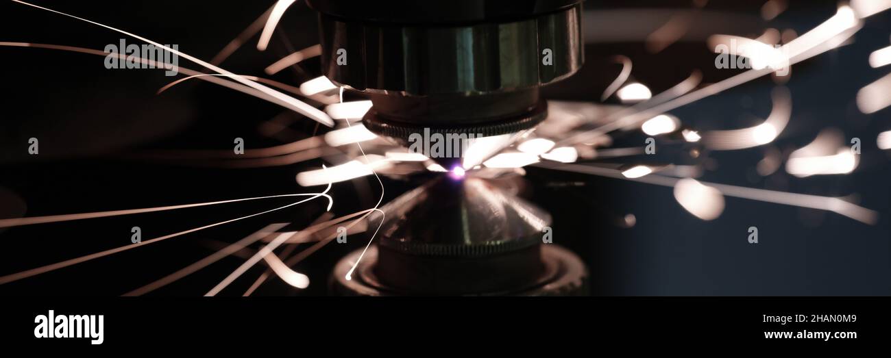 Industrial plasma cutting of metal with cnc closeup Stock Photo