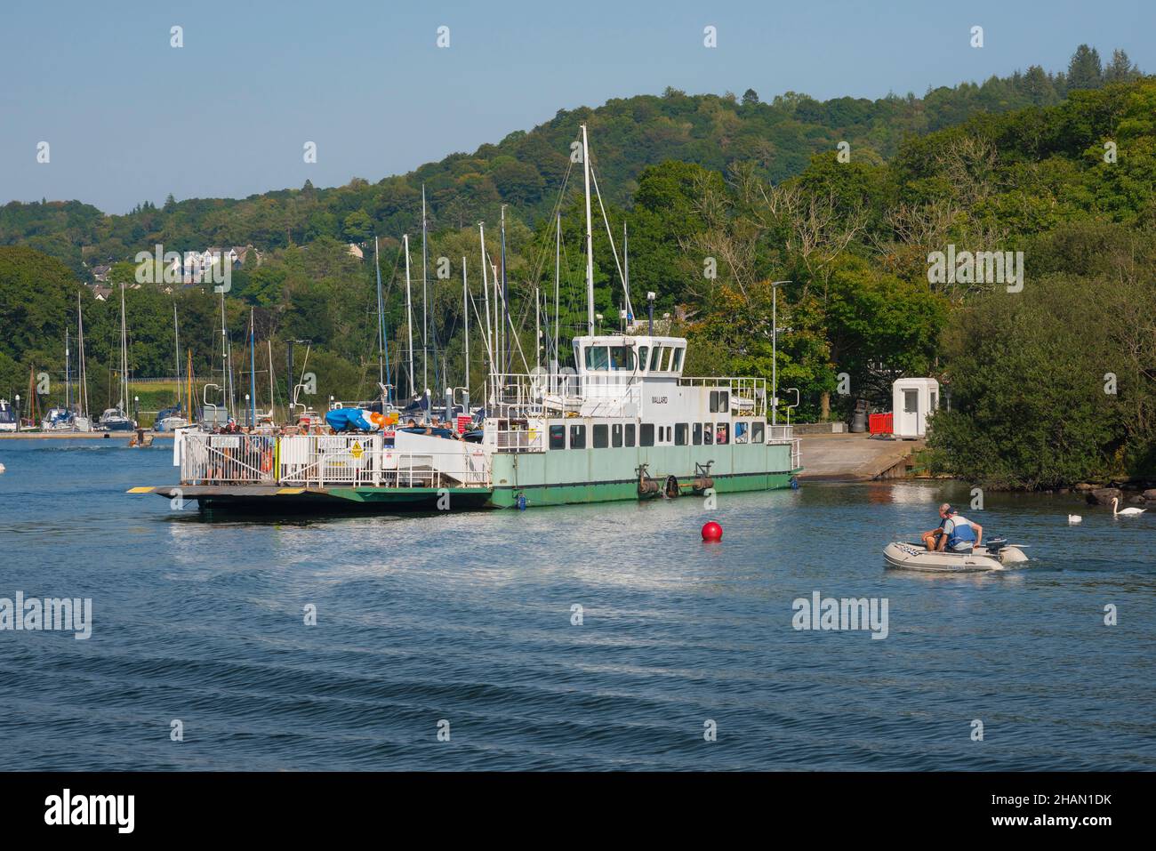 Lake Windermere car ferry, view in summer of the Lake Windermere car