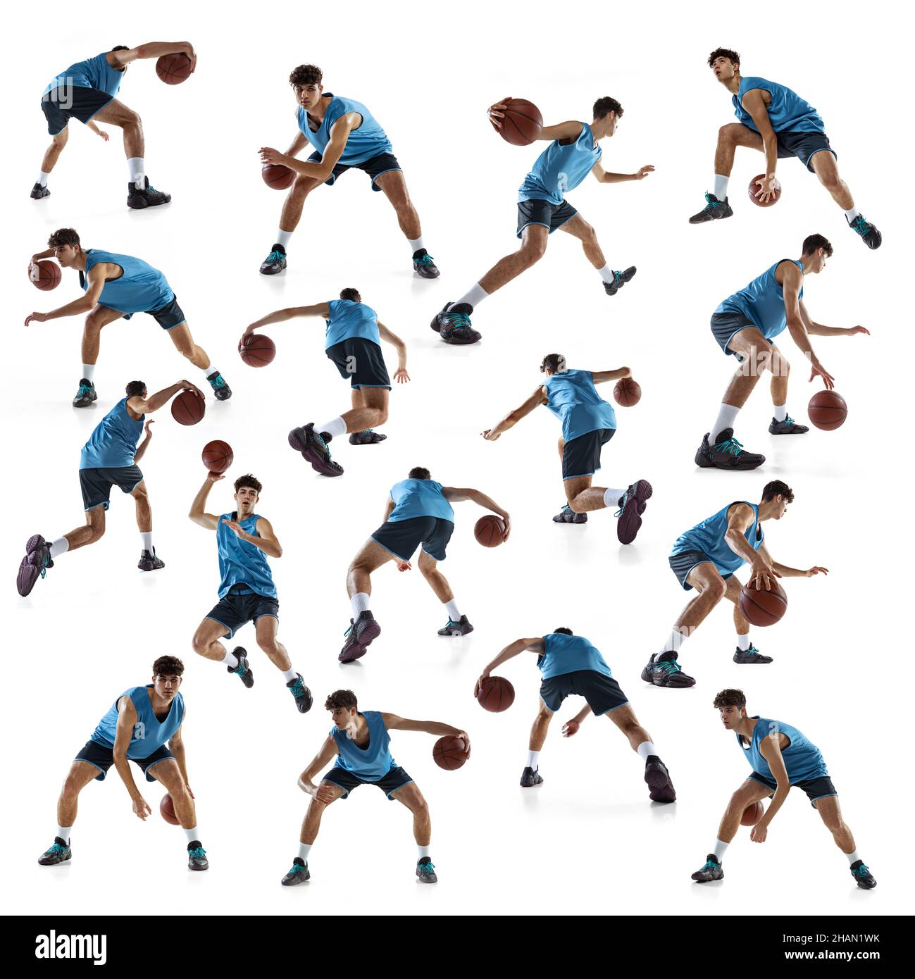 Development of movements. Collage made of images of professional