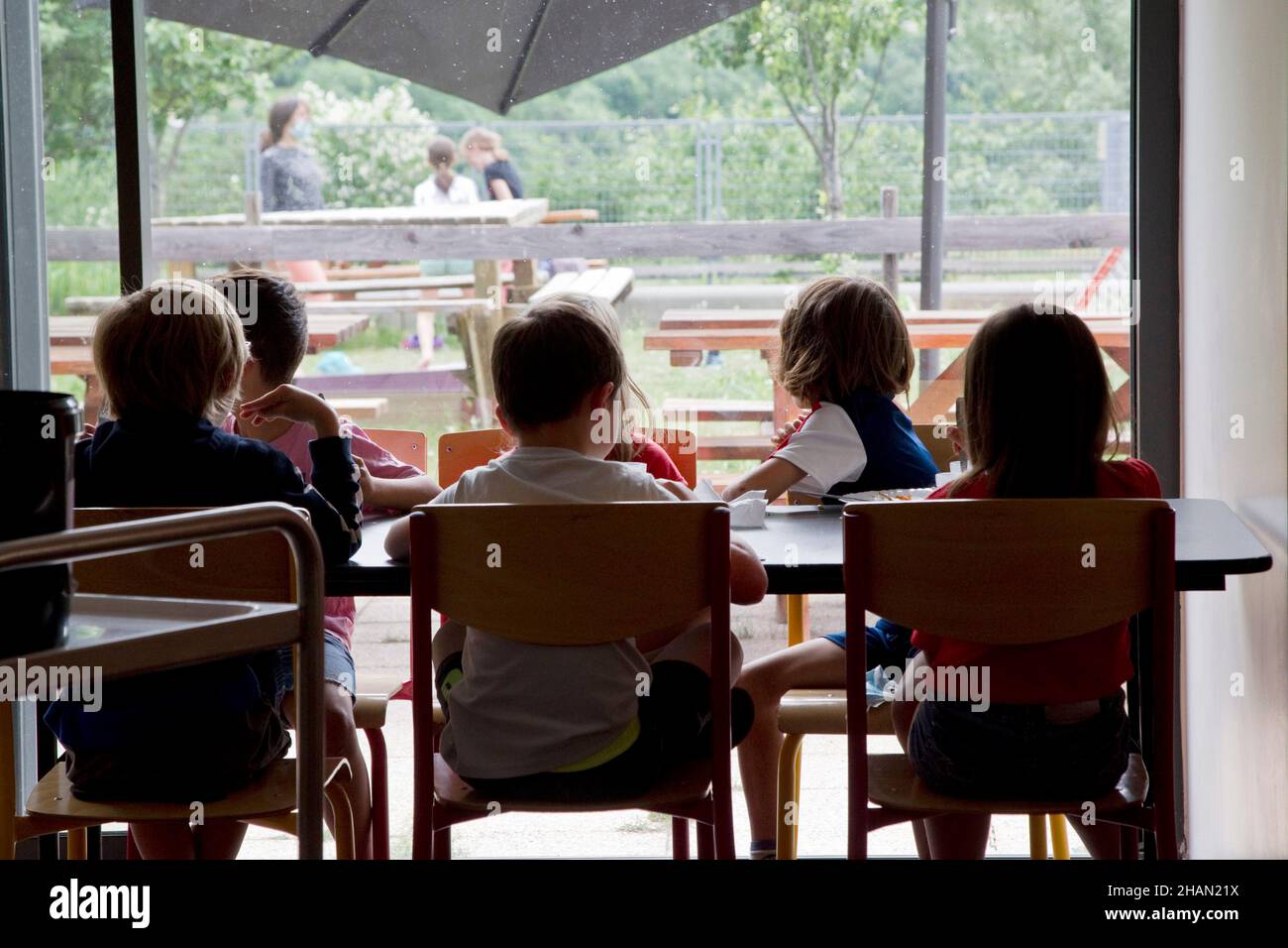 Children As Students Eat Lunch Together In The Canteen Of The School Stock  Photo, Picture and Royalty Free Image. Image 121973246.