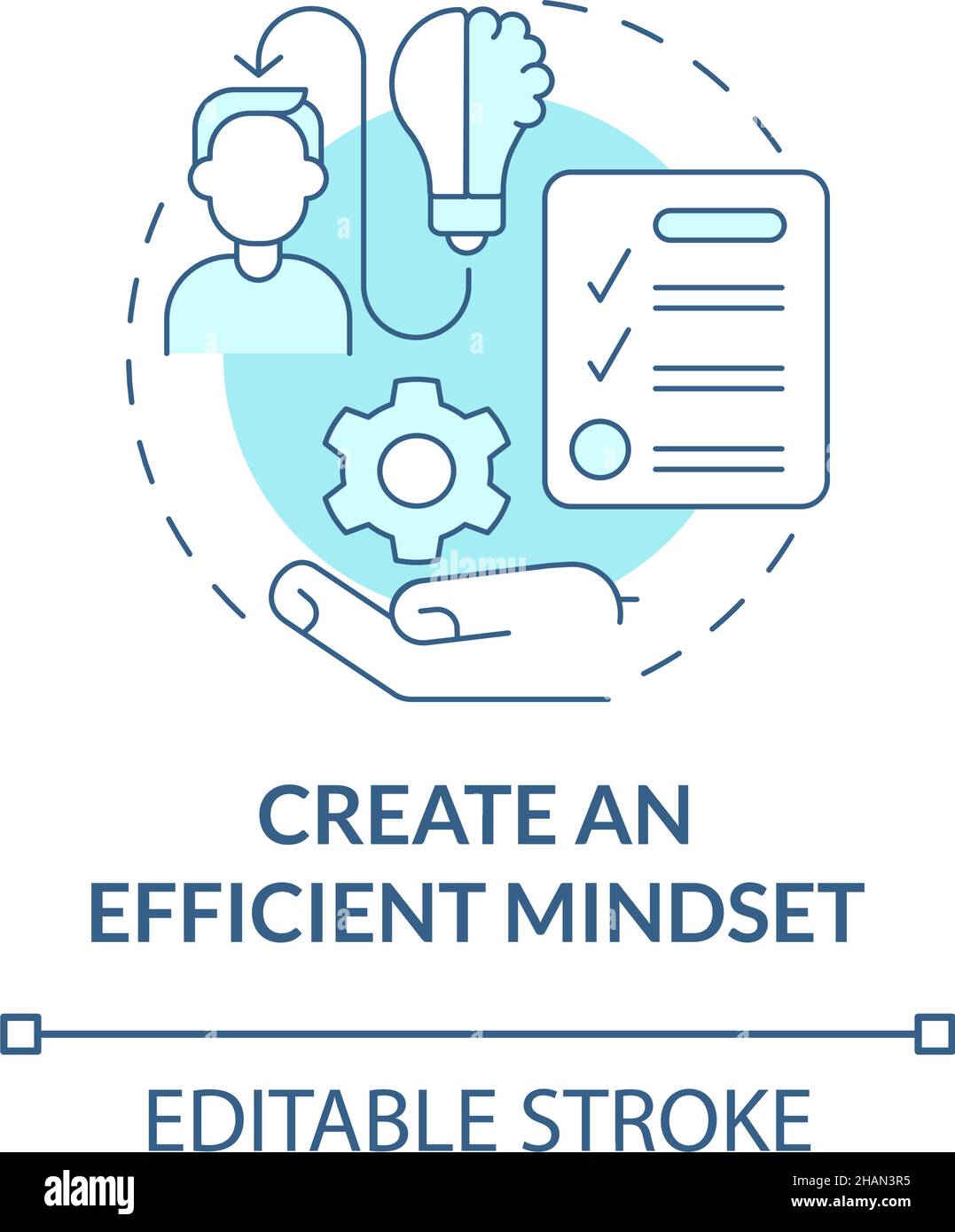 Create an efficient mindset turquoise concept icon Stock Vector