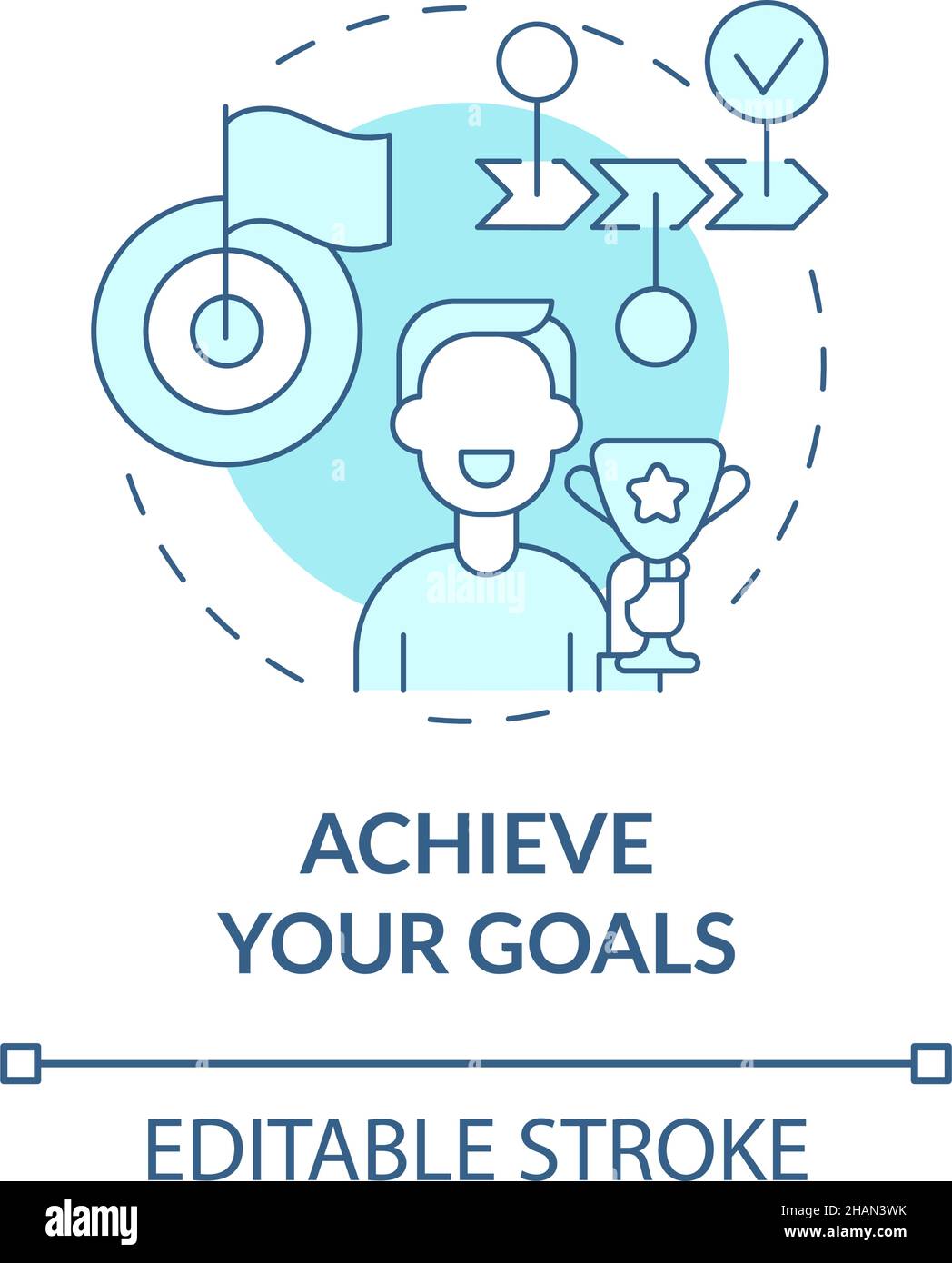 Achieve your goals turquoise concept icon Stock Vector
