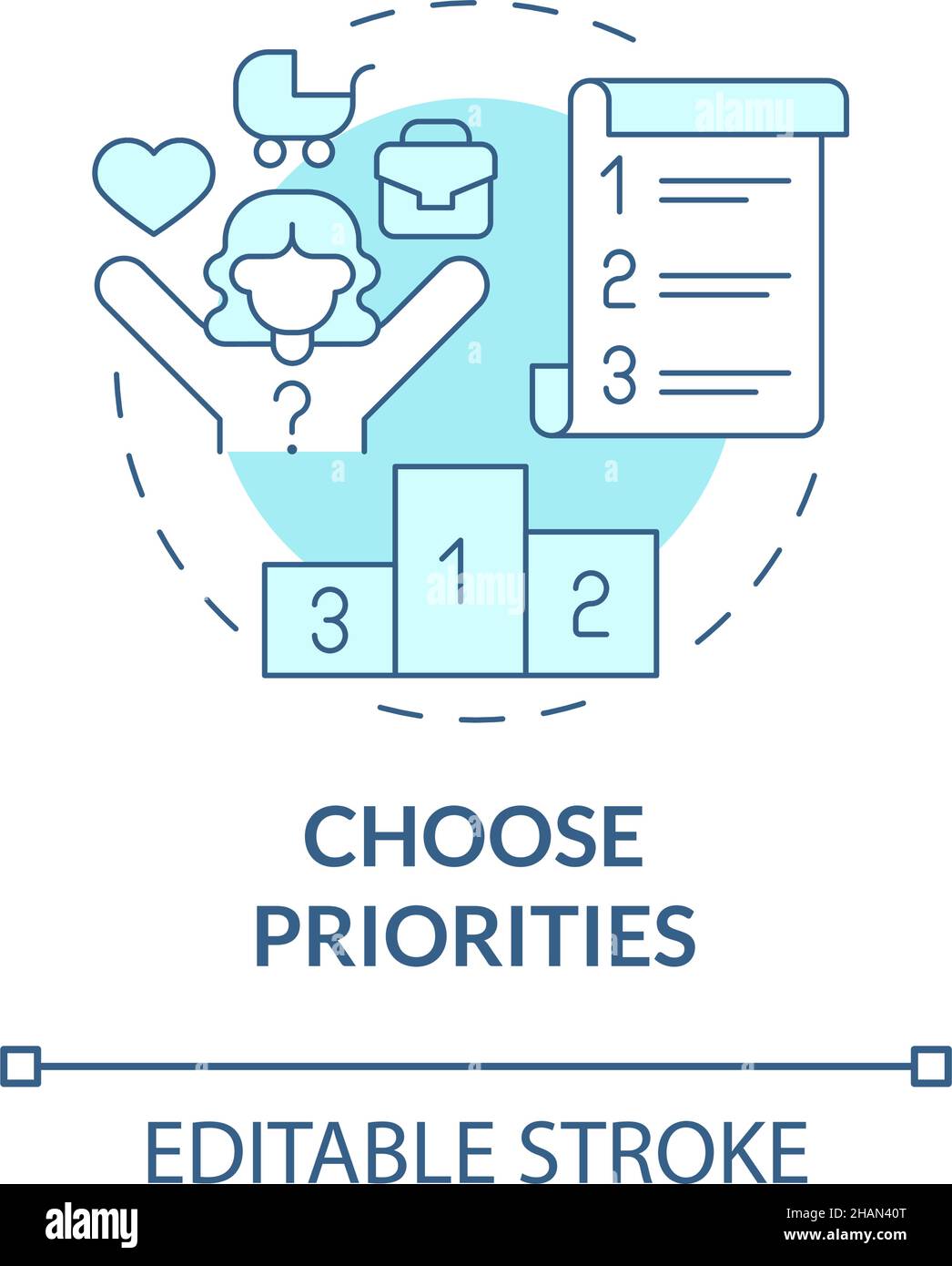 Choose priorities turquoise concept icon Stock Vector