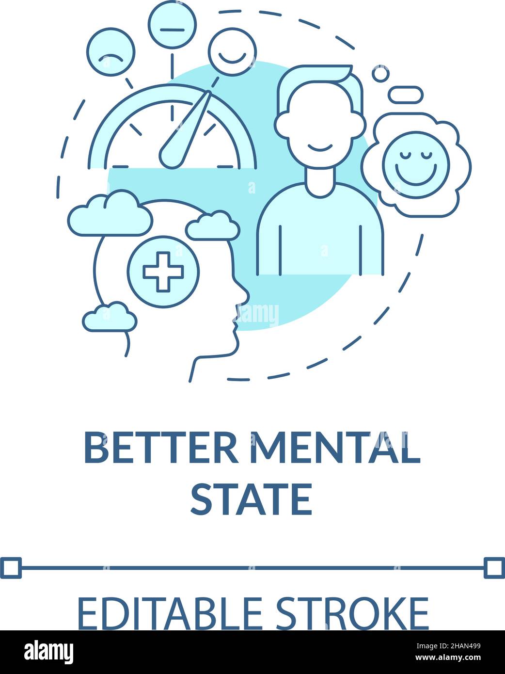 Better mental state turquoise concept icon Stock Vector