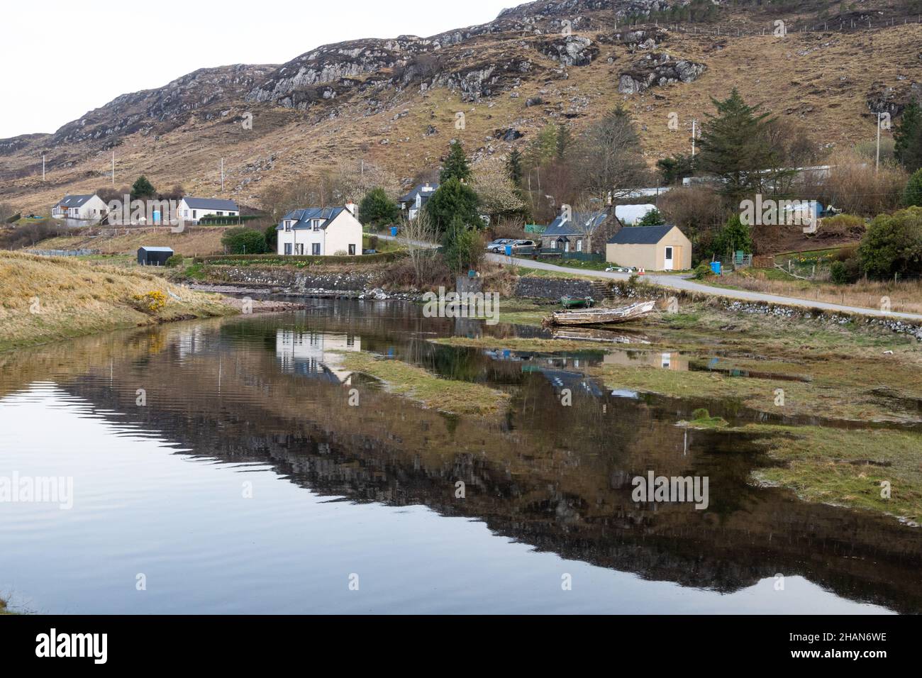 The settlement of Midtown, Inverasdale, on the banks of Loch Ewe B8057