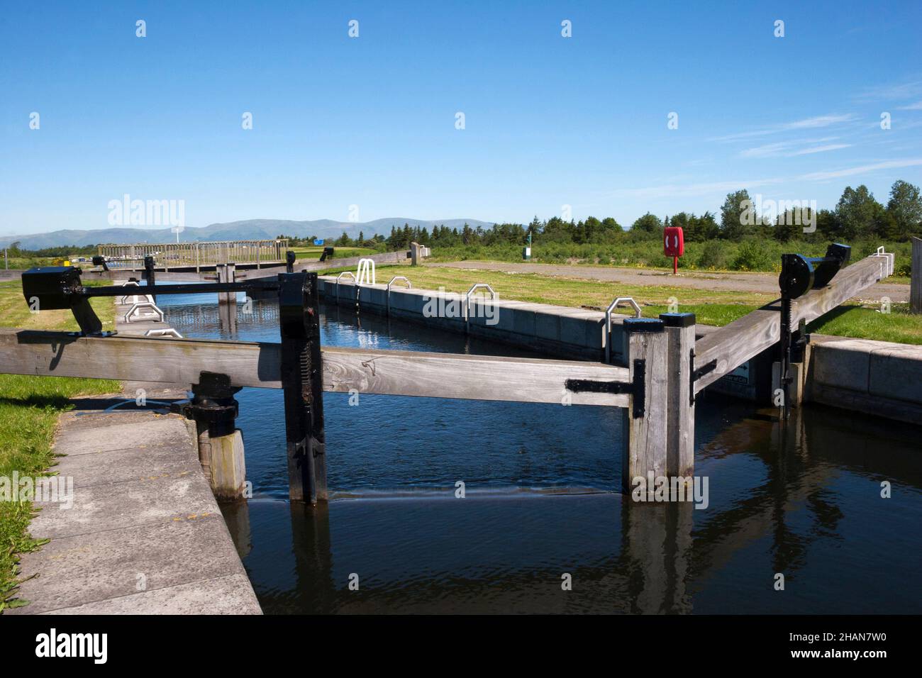 Carron locks on the Forth and Clyde Canal near Grangemouth, Stirlingshire, Scotland Stock Photo