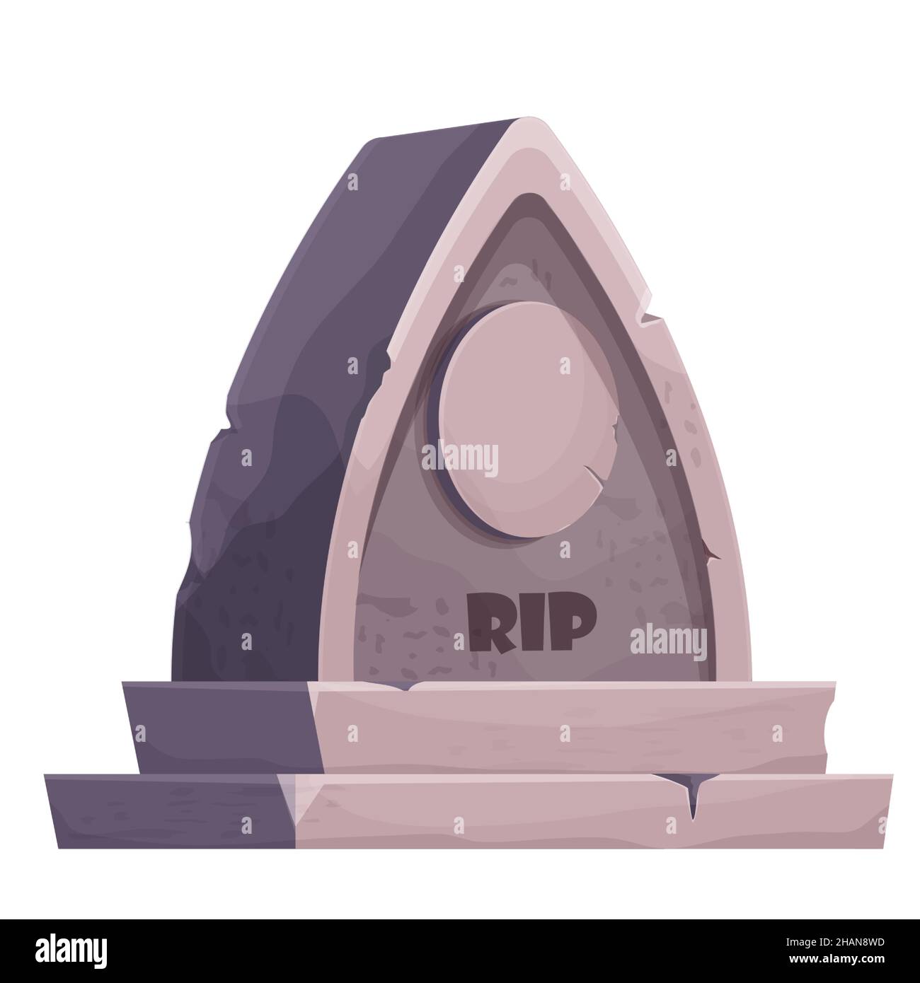 Stone grave, memorial in cartoon style isolated on white background. Funeral, cemetery object. Afterlife monument. Vector illustration Stock Vector