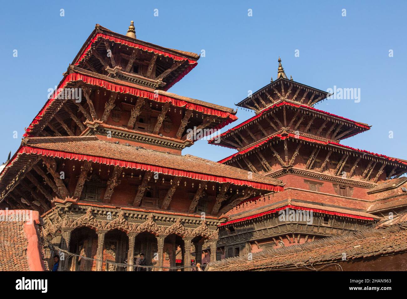 The pagoda-style Harishankar and Degutale Hindu temples in Durbar Square, Patan, Nepal. Stock Photo