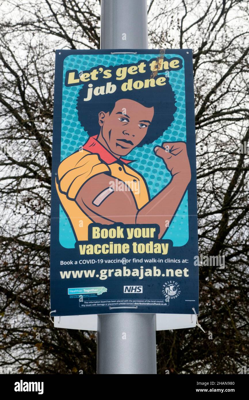 A grabajab poster in Bristol, advocating covid-19 vaccine Stock Photo