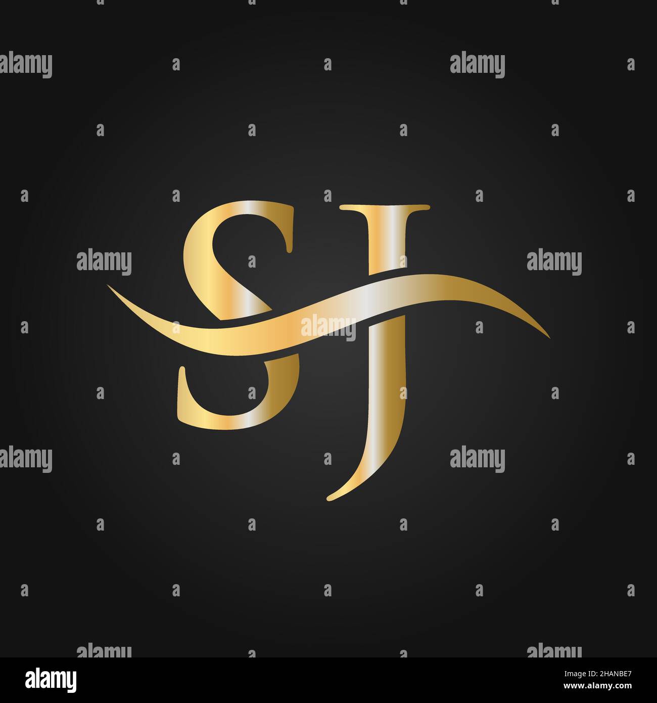Letter SJ Logo Design Template. SJ, S J Letter Logo Modern, Flat, Minimalist, Business, Company Sign Stock Vector