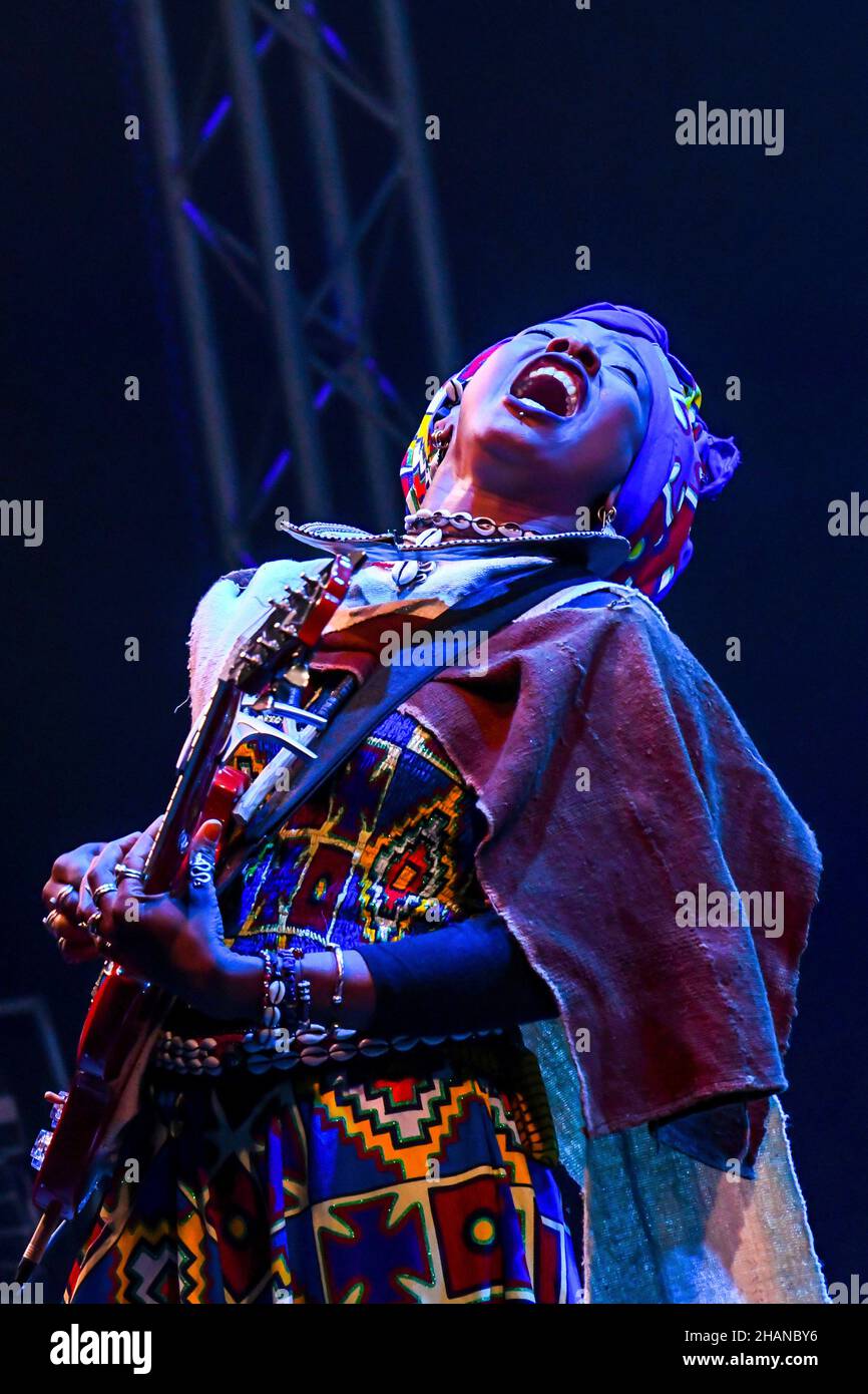Singer Fatoumata Diawara in concert on the occasion of the Ouest Park Festival in Le Havre (northern France) on October 22, 2021 Stock Photo
