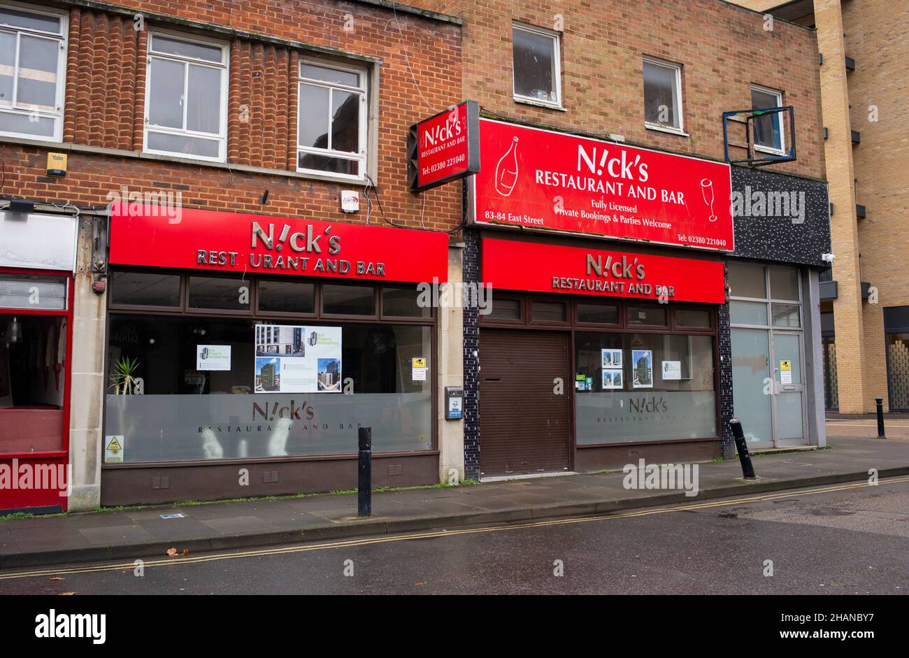 Nicks restaurant and connecting buildings in East Street Southampton an area about to have extensive regeneration building. A local landmark. Stock Photo
