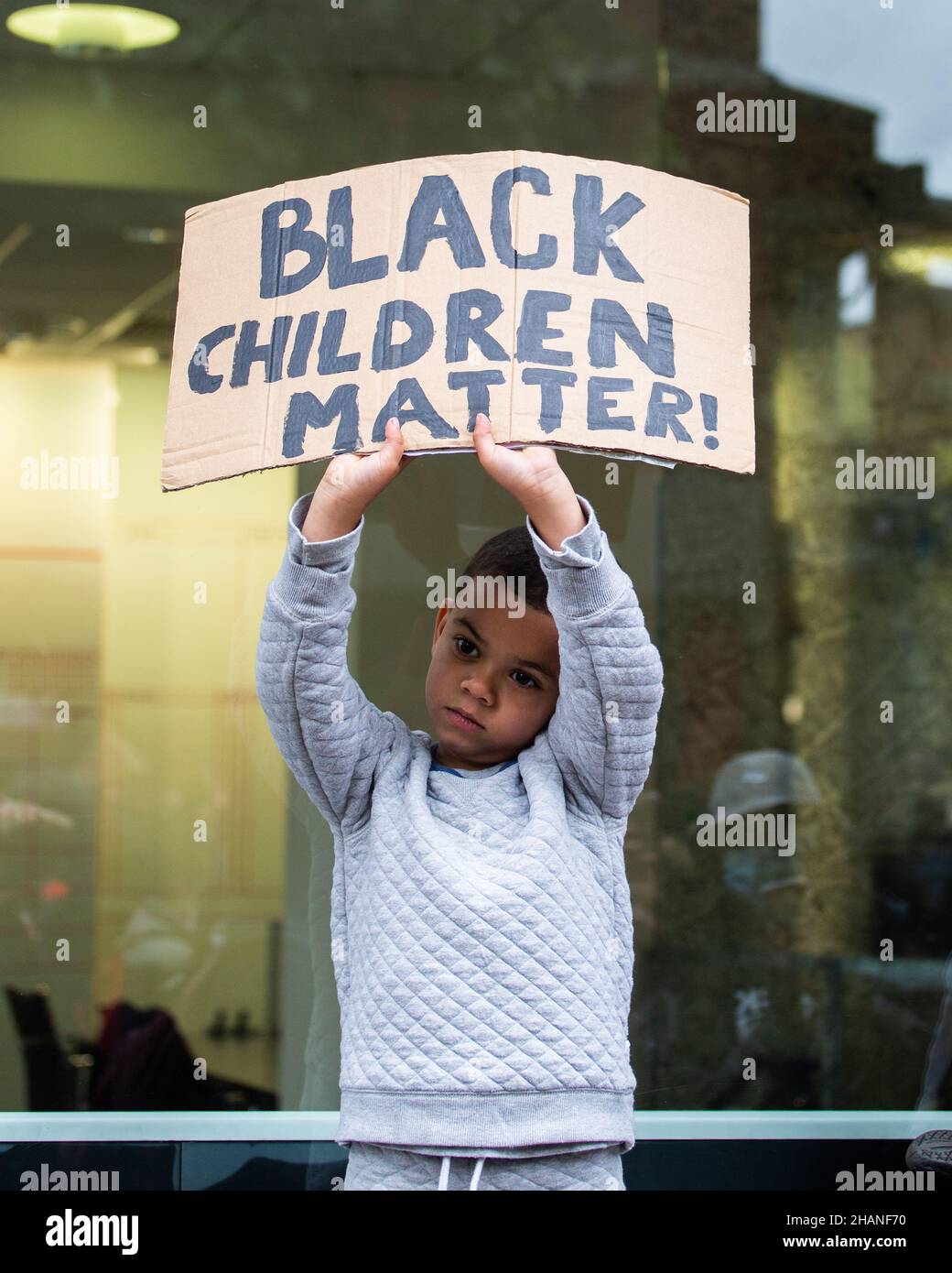 Child BLM Protestor London 2020 Stock Photo