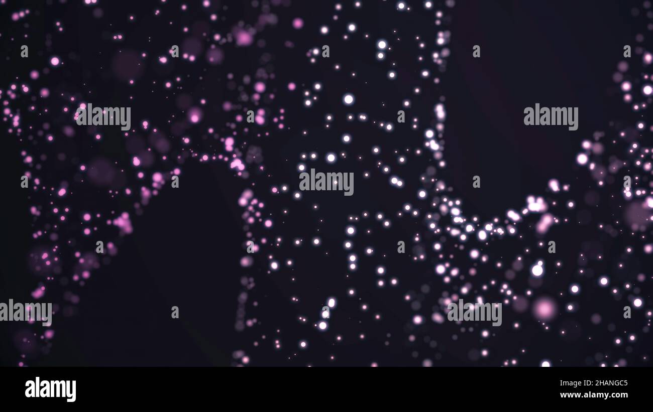 Abstract digital background with moving and flicker particles on black ...