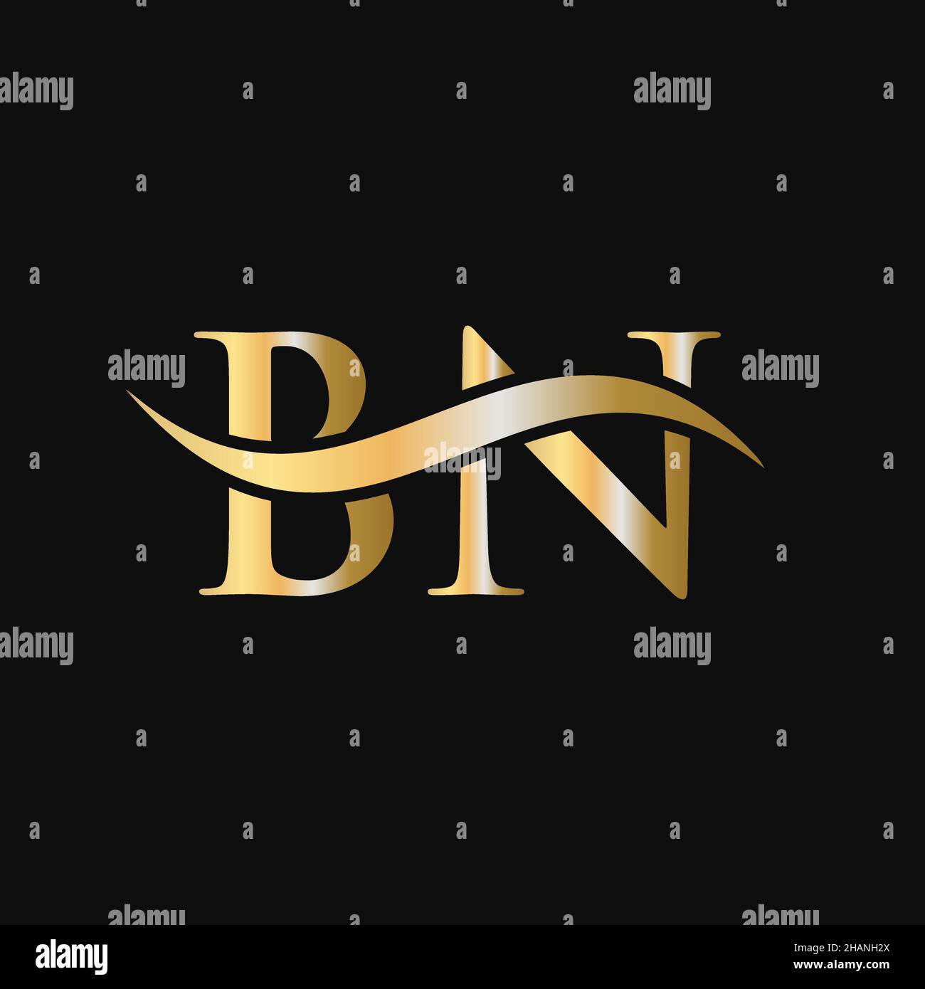 Letter BN Logo Sign Design Template. BN, B N Letter Logo Modern, Flat, Minimalist, Business, Company Template Stock Vector