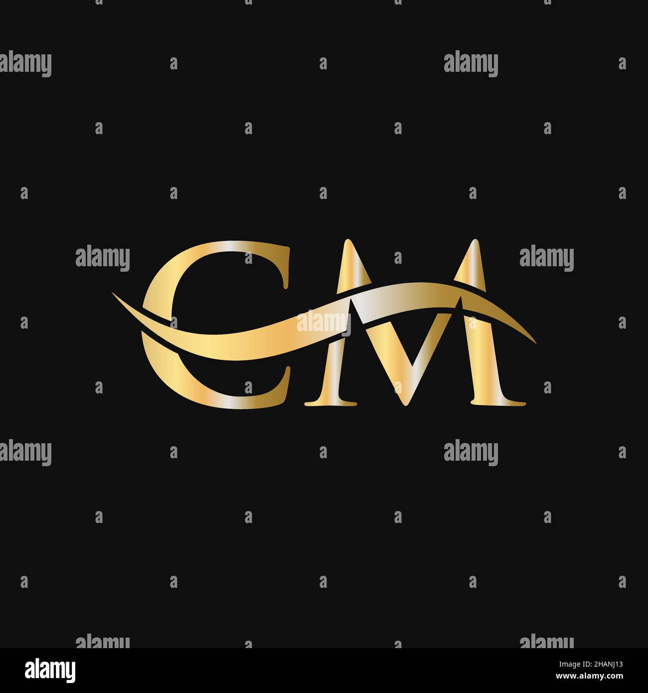 Letter CM Logo Design Template. CM, C M Letter Logo Modern, Flat, Minimalist, Business, Company Sign Stock Vector