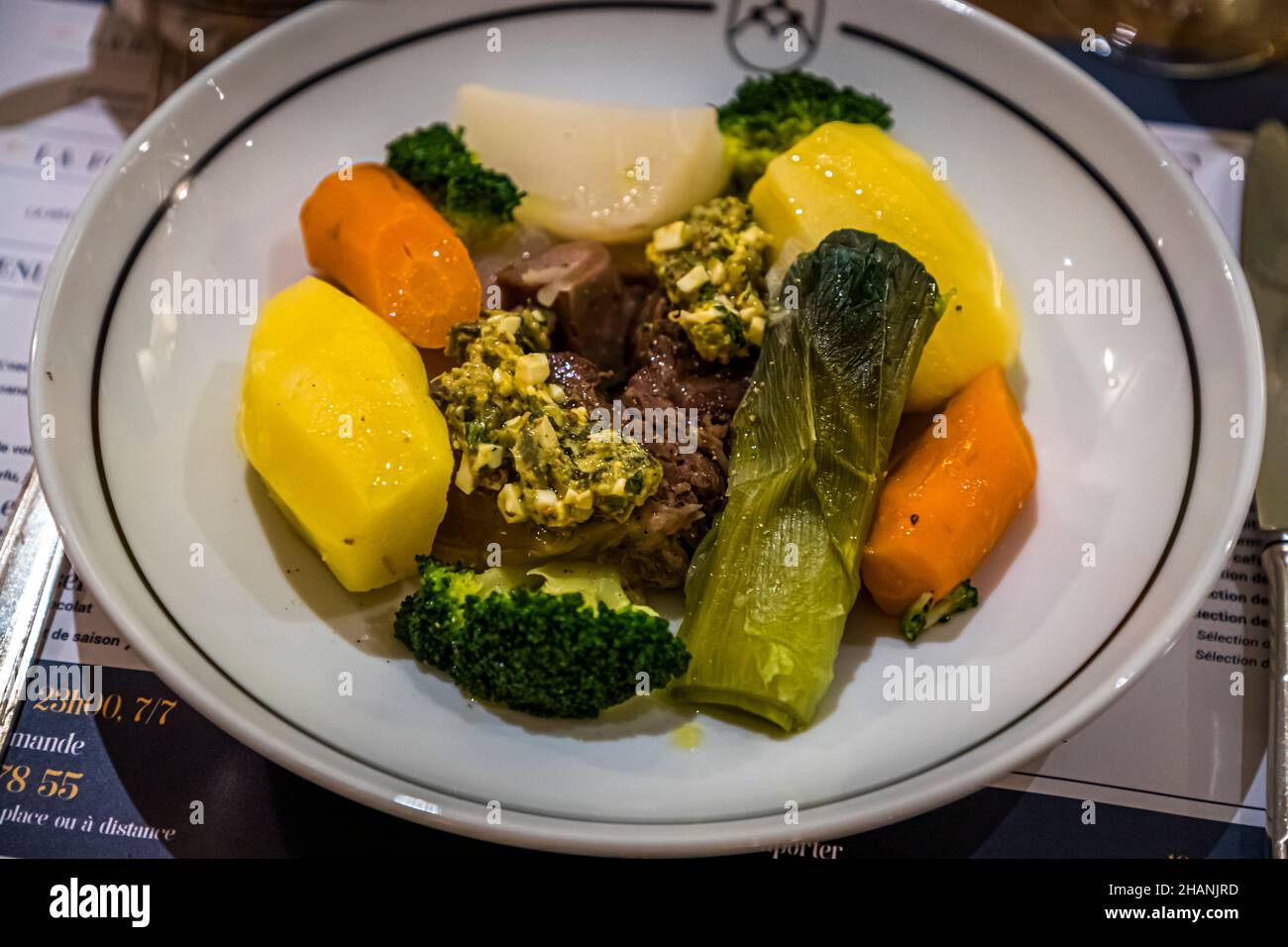 Tête de veau (Calf's head) is one of the recommendations in the restaurant 'Les Trois Garçons'  Draguignan, France Stock Photo