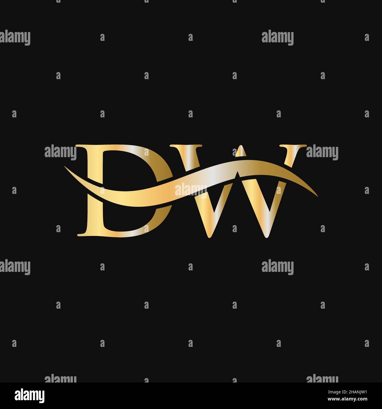 Letter DW Logo Design Template. DW, D W Letter Logo Modern, Flat, Minimalist, Business, Company Sign Stock Vector