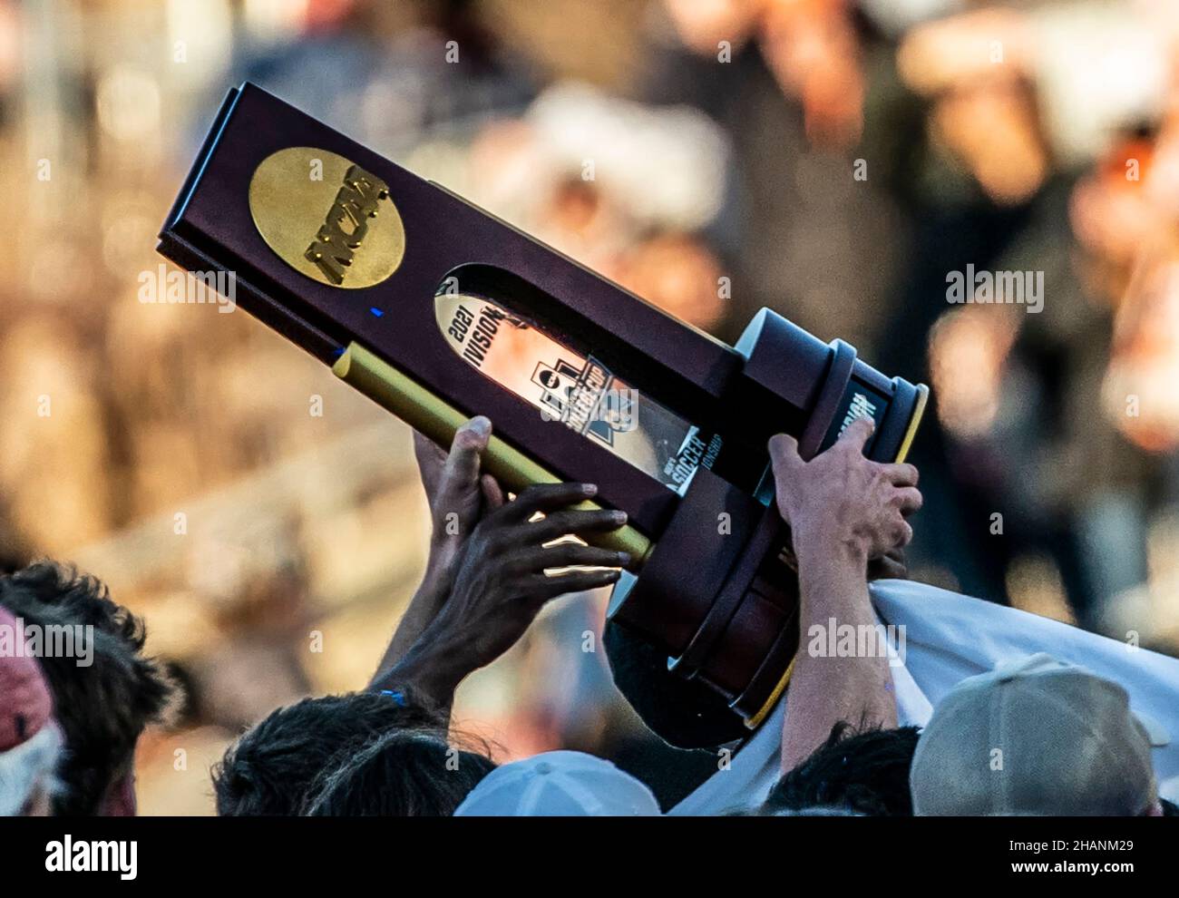 CARY, NC - DECEMBER 12:  Clemson winners of the  NCAA Div 1 Men’s College Cup final between the Washington Huskies and the Clemson Tigers, on December Stock Photo