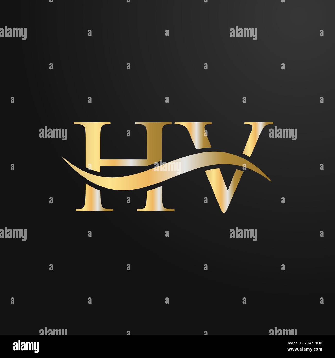 Letter HV Logo Design Template. HV, H V Letter Logo Modern, Flat, Minimalist, Business, Company Sign Stock Vector