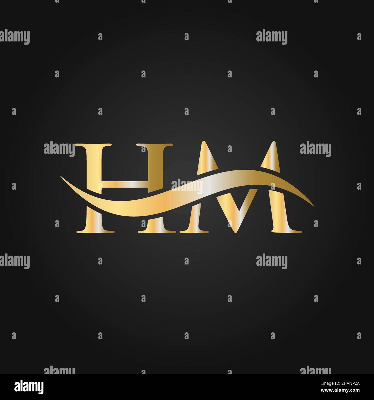 Letter HM Logo Design Template. HM, H M Letter Logo Modern, Flat, Minimalist, Business, Company Sign Stock Vector