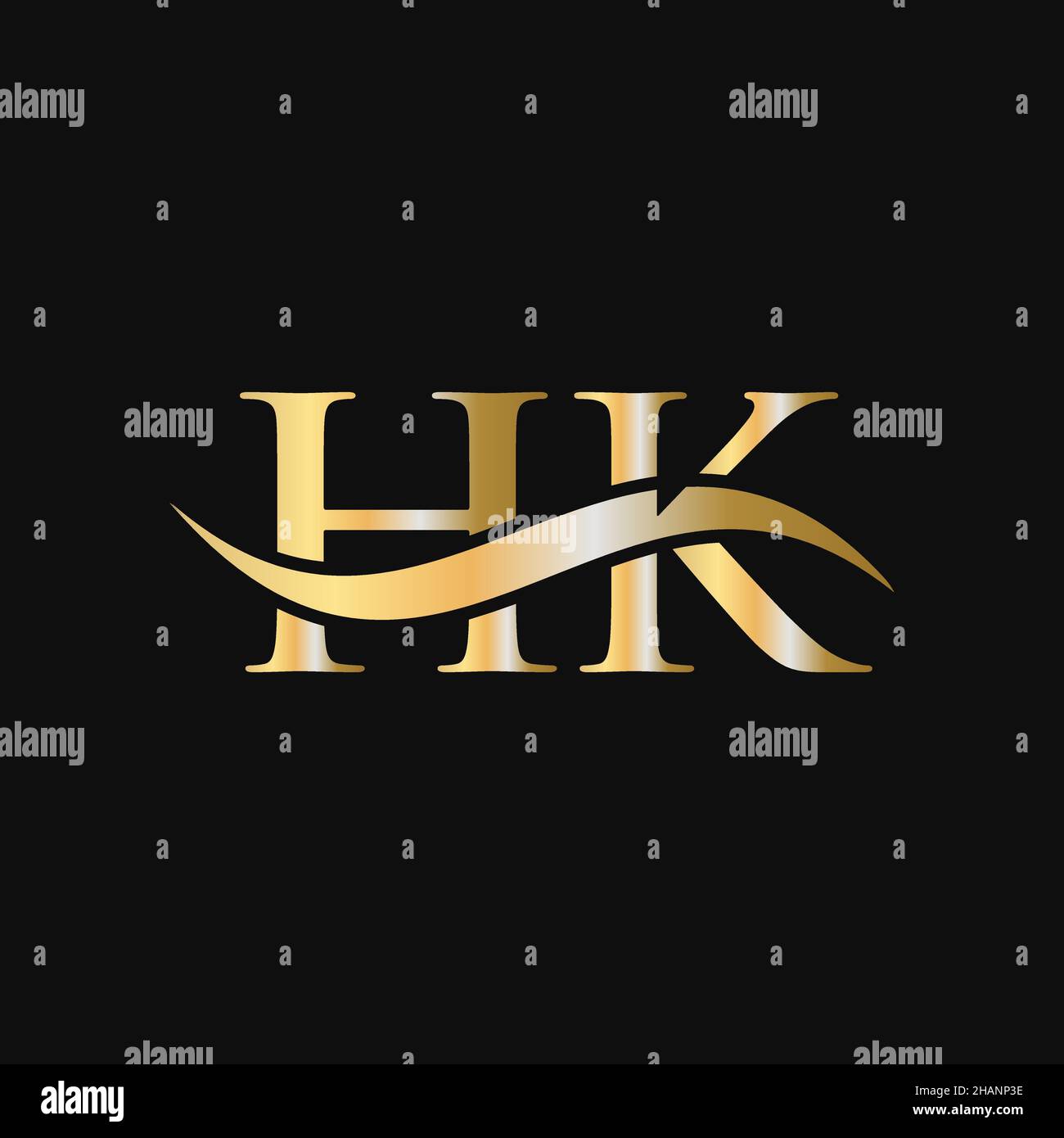 Letter HK Logo Design Template. HK, H K Letter Logo Modern, Flat, Minimalist, Business, Company Sign Stock Vector