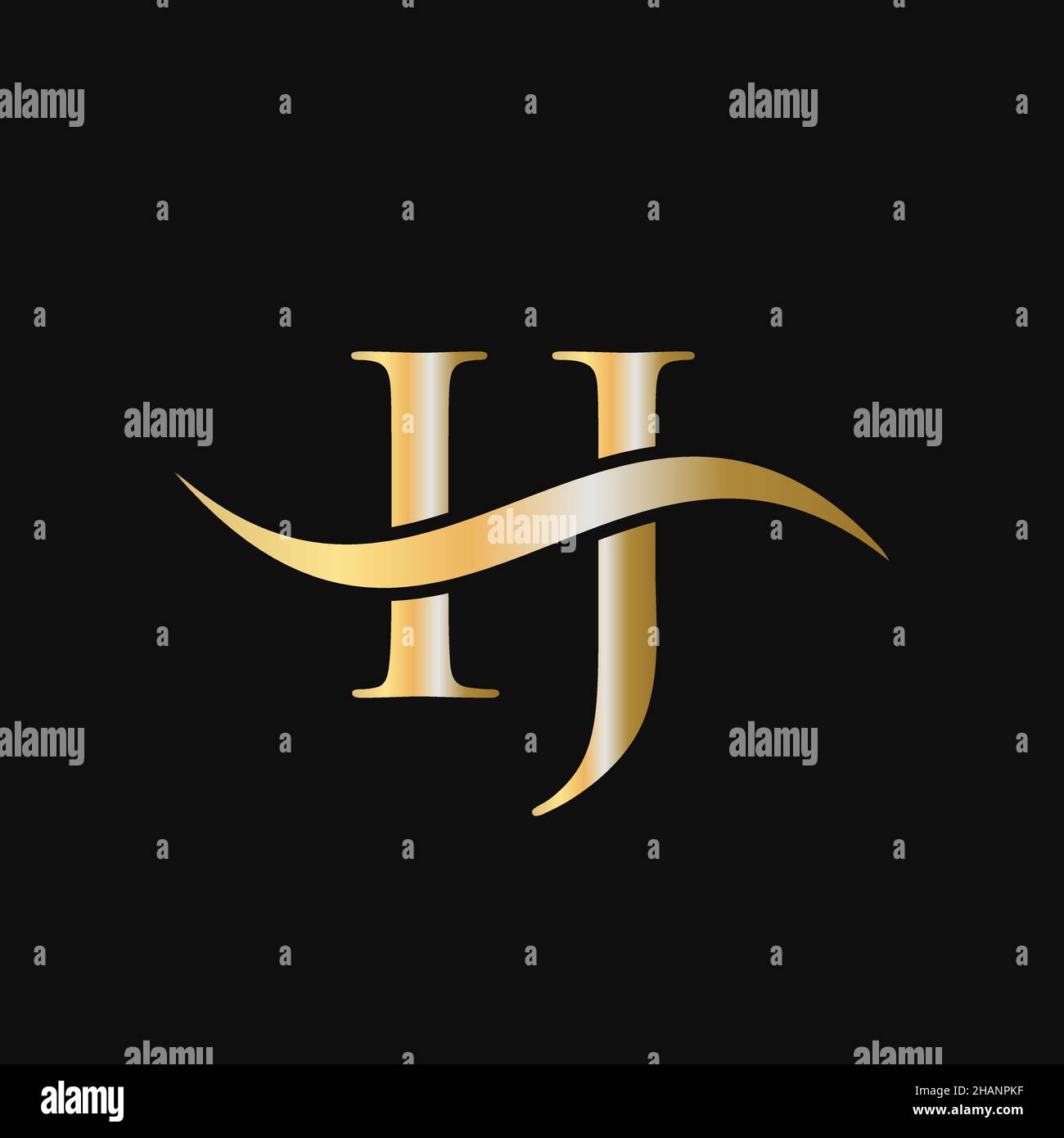 Letter IJ Logo Design Template. IJ, I J Letter Logo Modern, Flat, Minimalist, Business, Company Sign Stock Vector