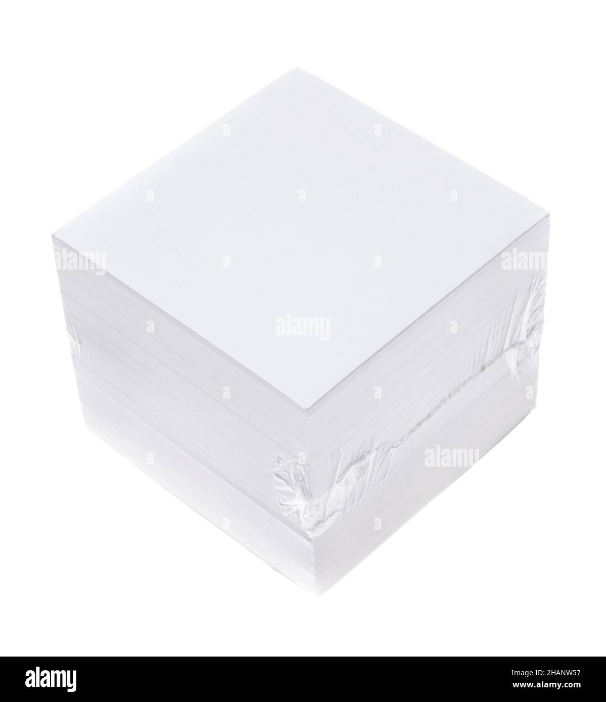 Packed block of note paper on white background isolated on a white ...