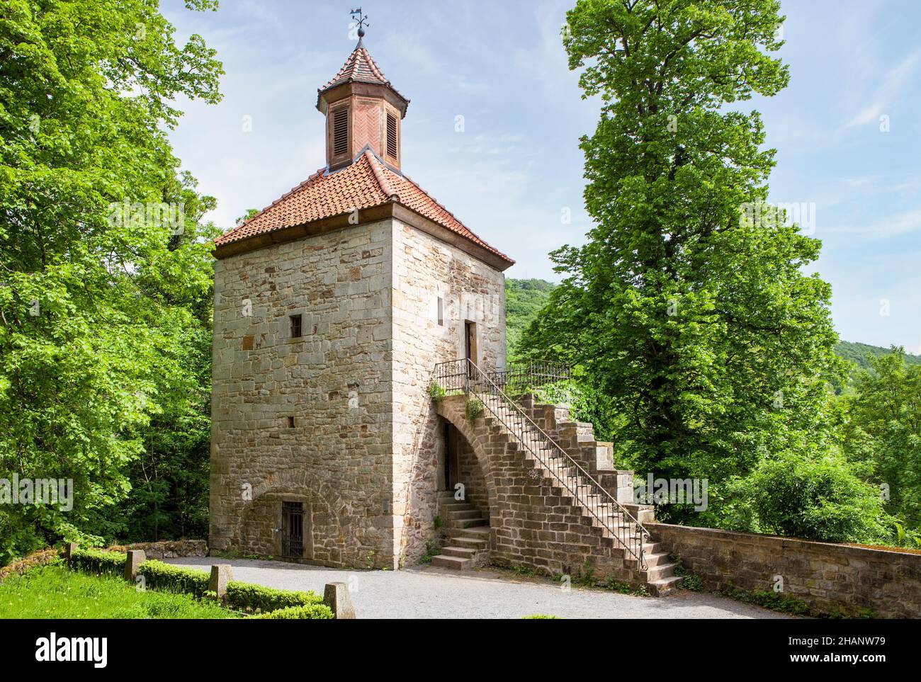 Belltower, Schaumburg Castle, Rinteln, district of Schaumburg, Lower Saxony, Germany, Europe Stock Photo