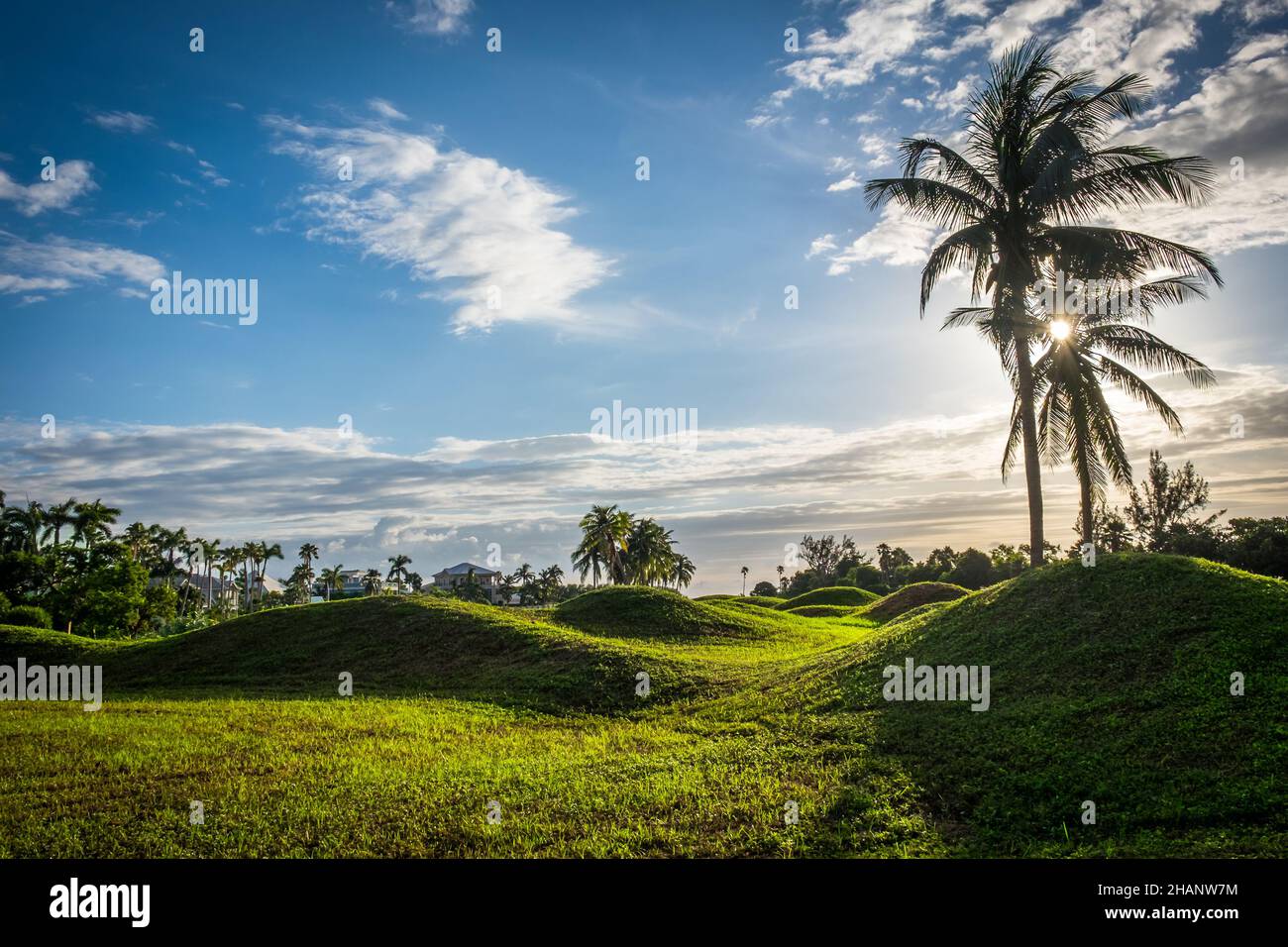 Redundant golf course at sunrise on Grand Cayman, Cayman Islands Stock Photo