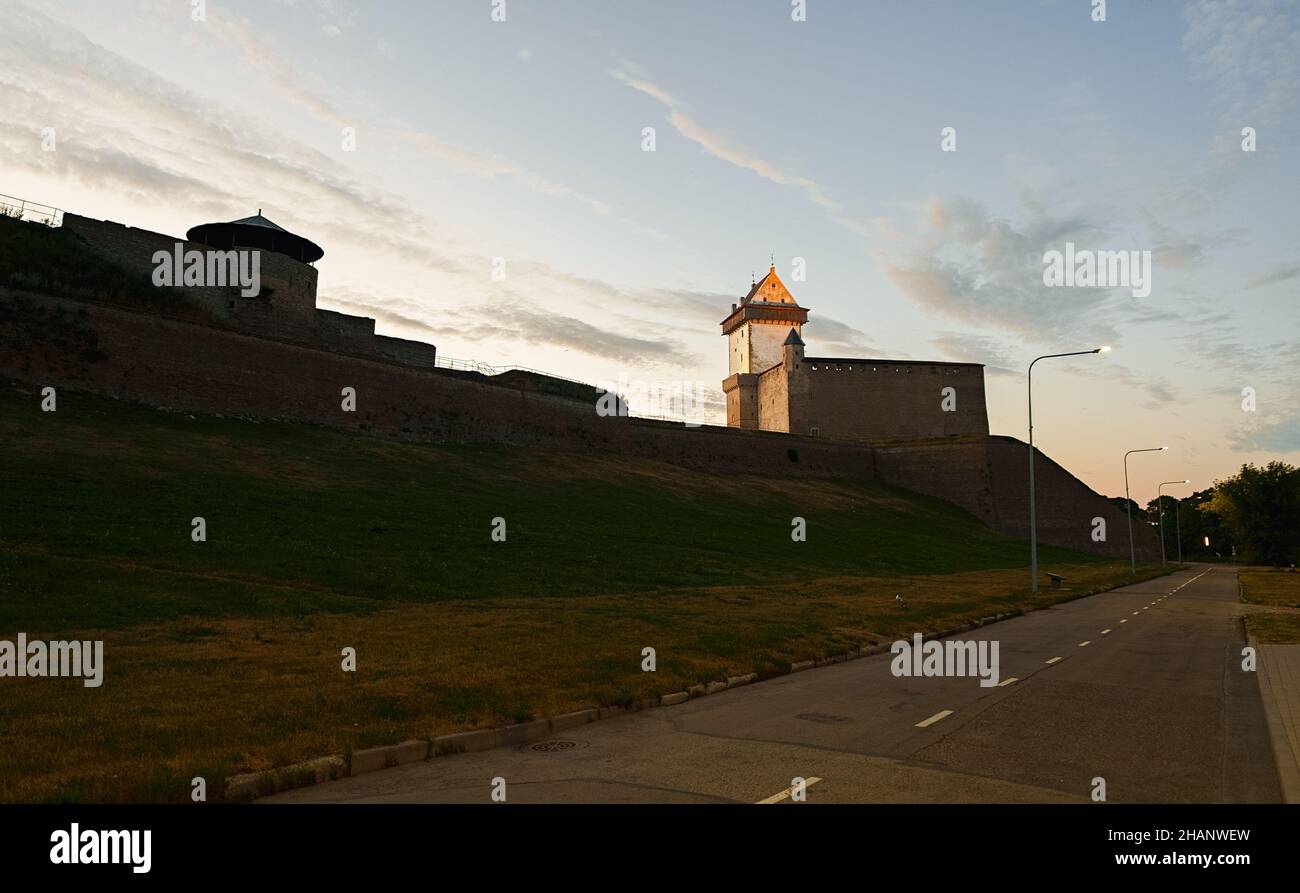 Narva Castle on the border of Estonia and Russia Stock Photo Alamy