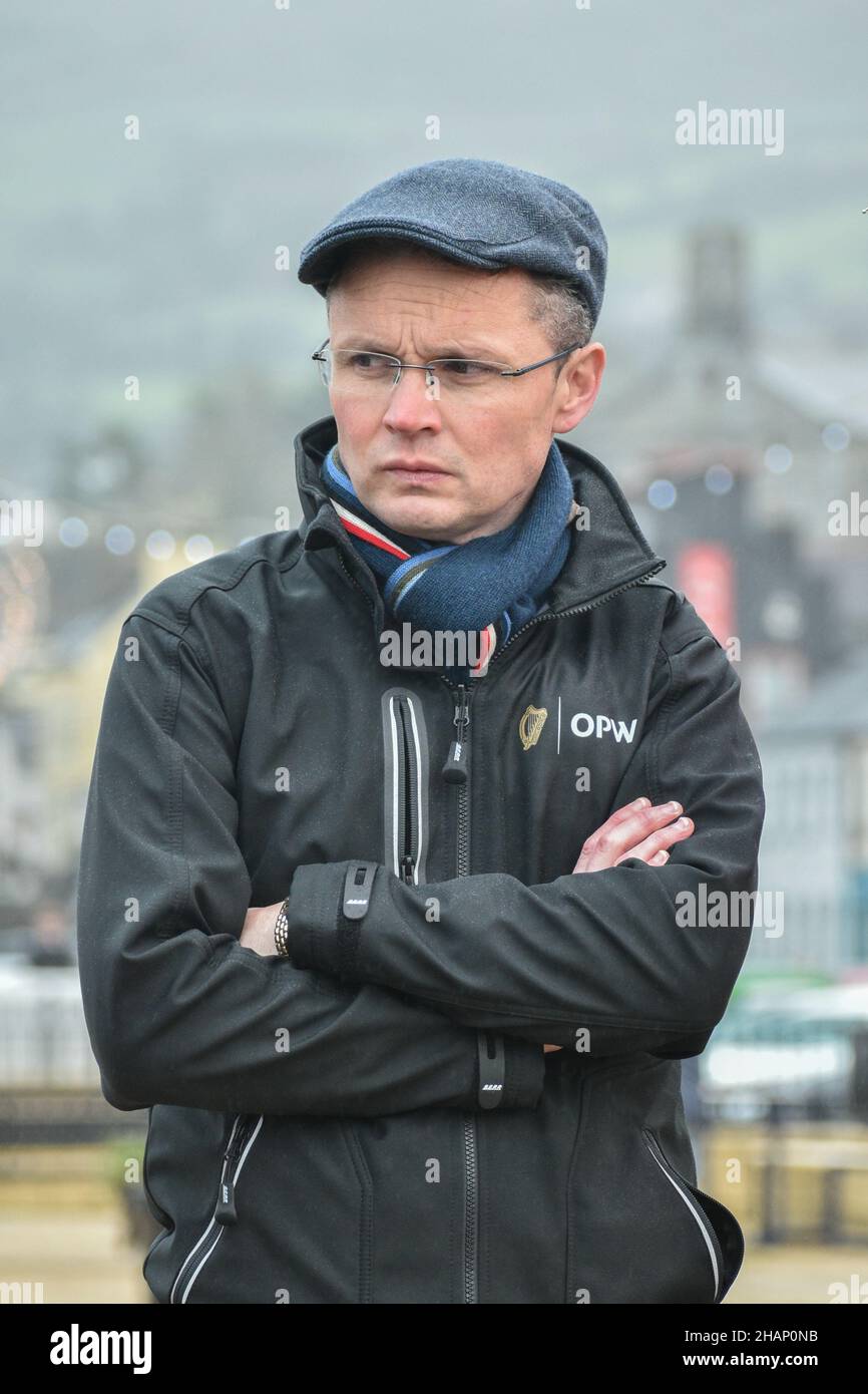 Bantry, West Cork, Ireland. 14th Dec, 2021. Patrick O'Donovan, Minister for the Office of Public Works, was today in Bantry to discuss the flooding scheme in Bantry. Credit: Karlis Dzjamko News/Alamy Live News Stock Photo