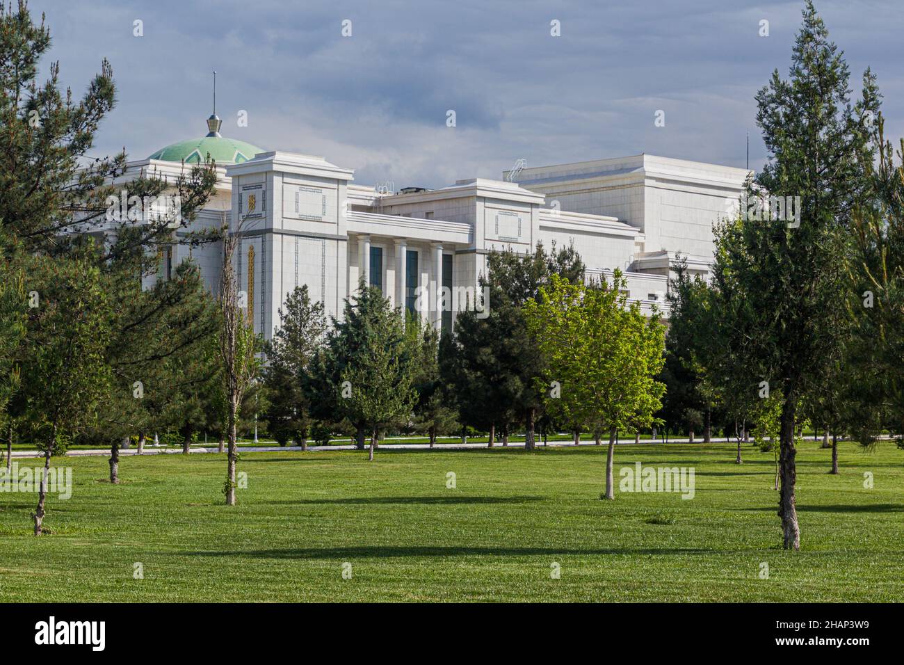 Alp Arslan National Theatre of Youth building in Ashgabat, Turkmenistan Stock Photo