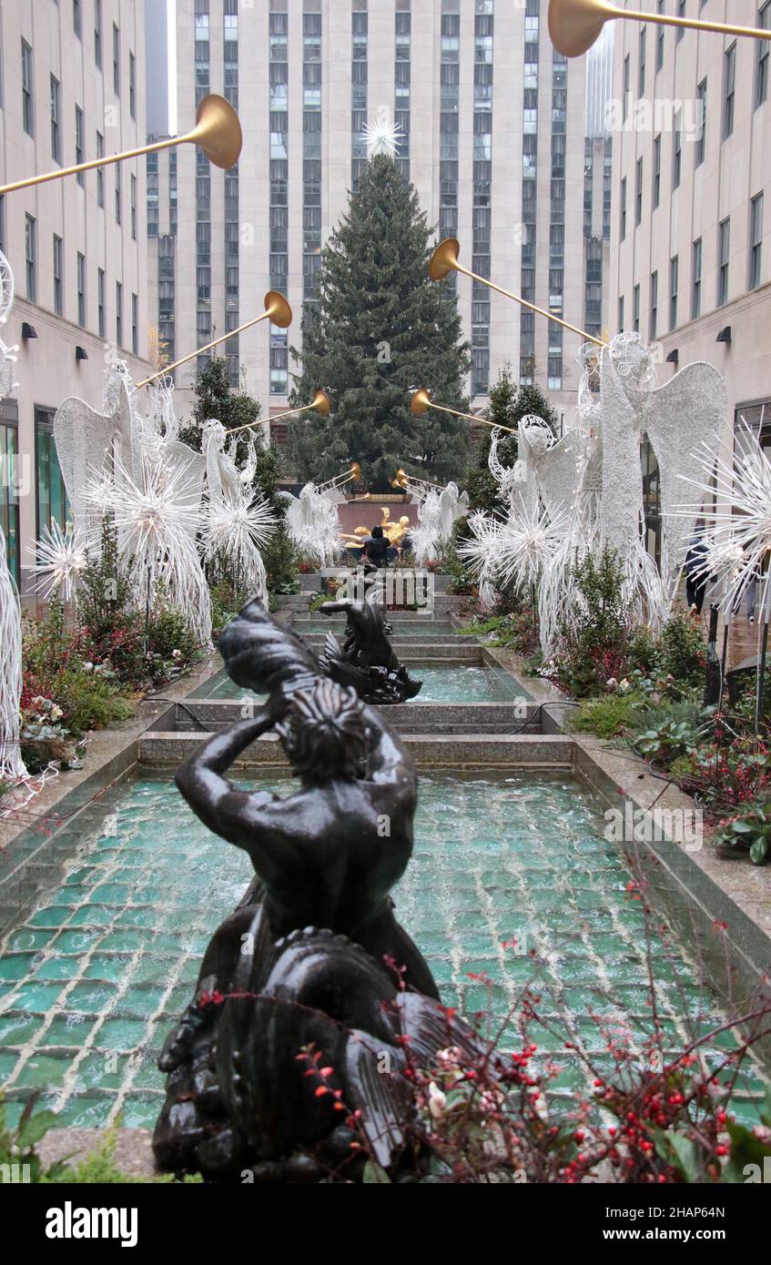 New York NY 20211126Christmas Tree Goes up in Rockefeller Center