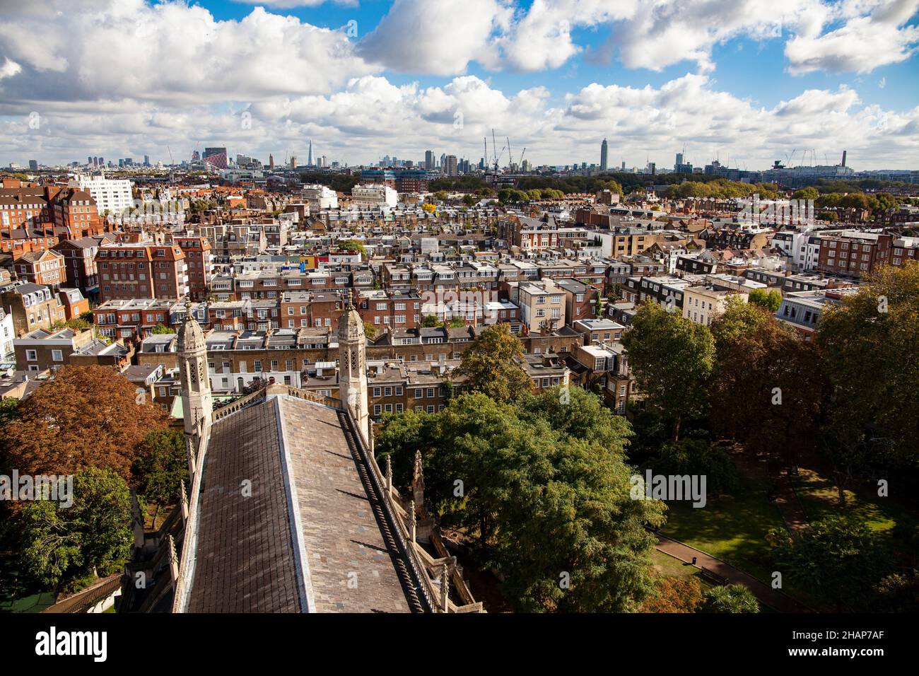 View of Chelsea rooftops from St Luke's Church, Chelsea, London