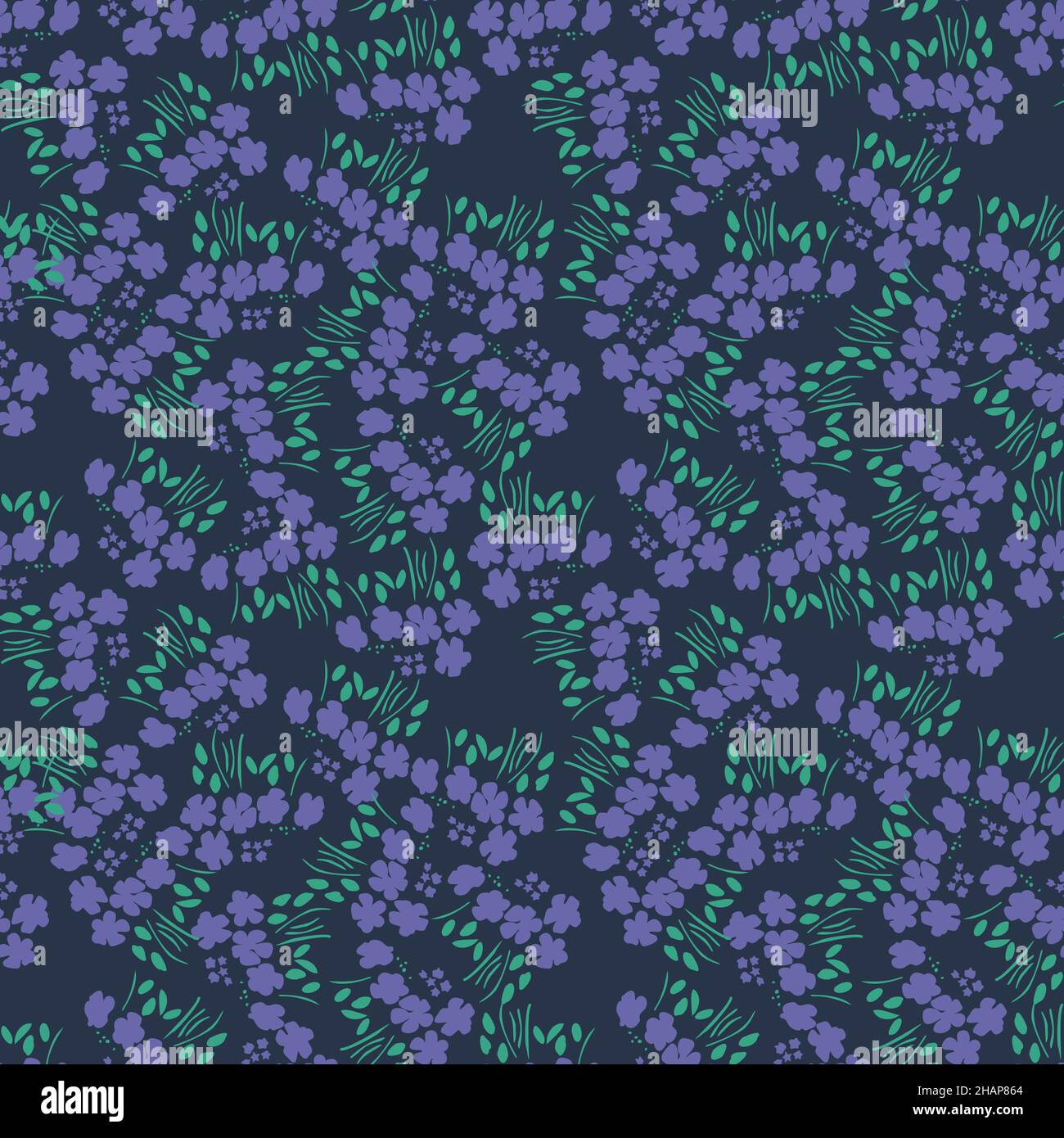 A moody periwinkles garden seamless vector pattern Stock Vector