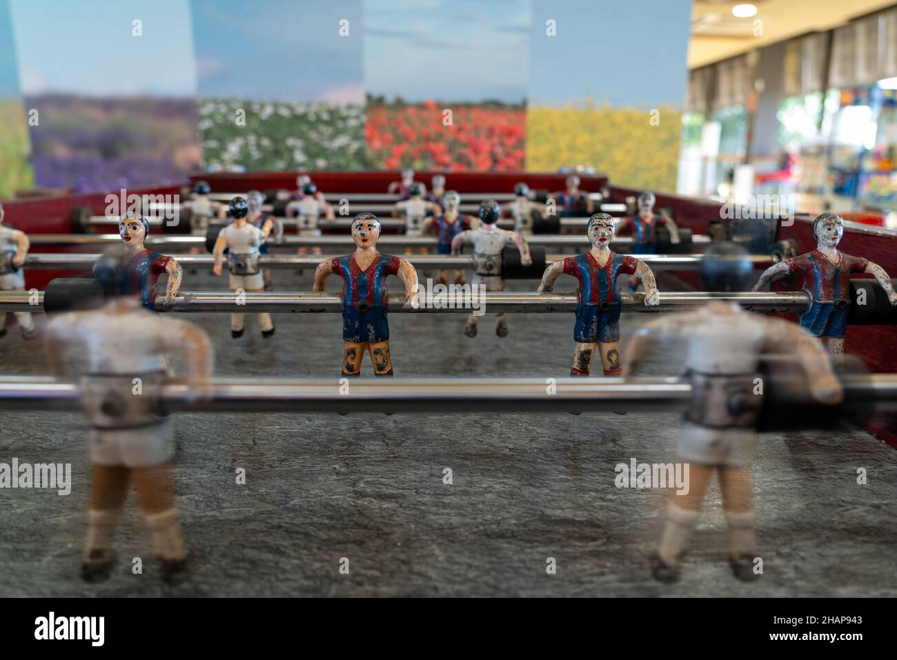 Close Up View of Playing Figures in a Futbol Table Game Stock Photo - Alamy