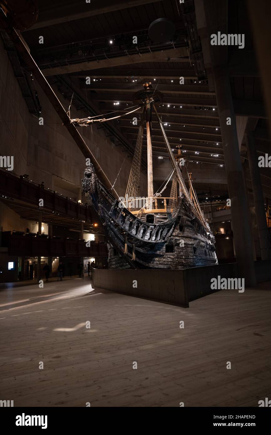 The magnificent wooden Vasa warship salvaged from the sea and displayed ...