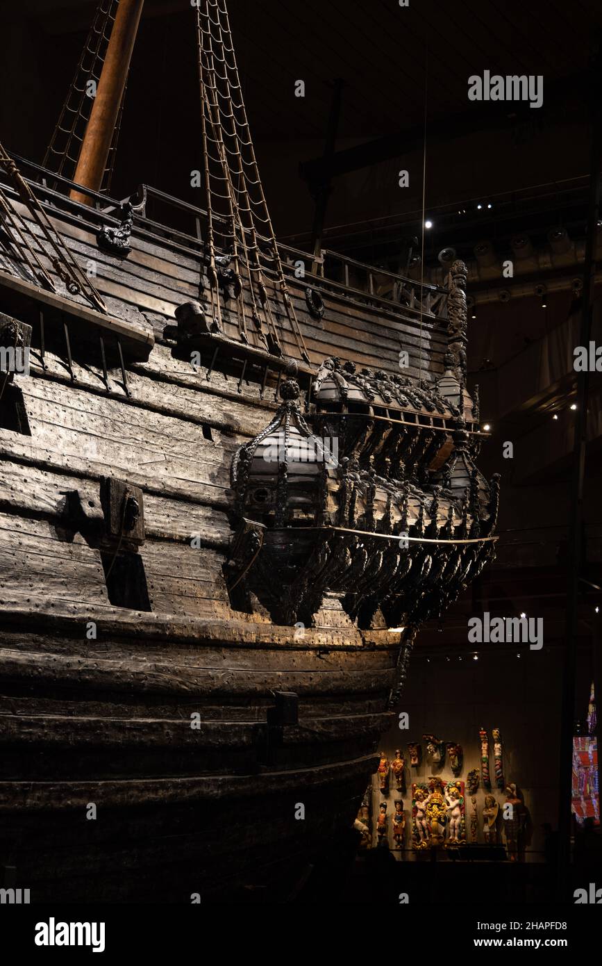 The magnificent wooden Vasa warship salvaged from the sea and displayed ...