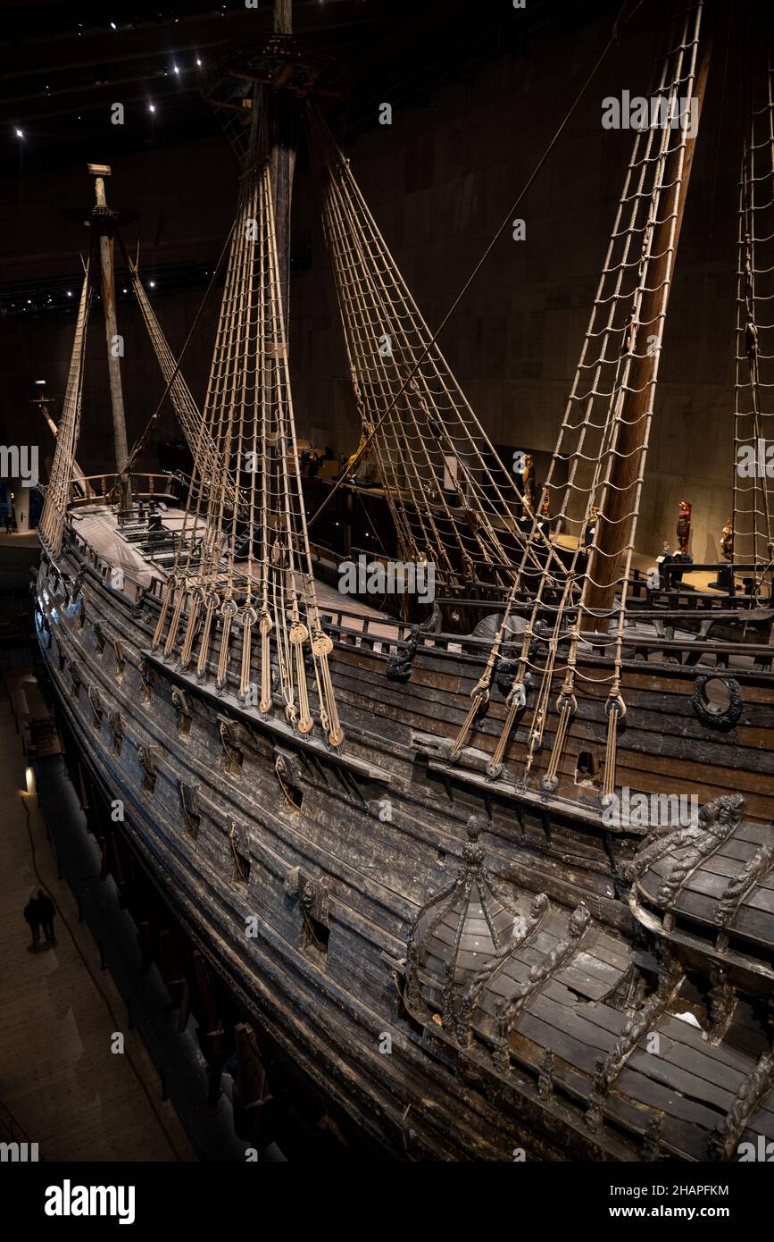 The magnificent wooden Vasa warship salvaged from the sea and displayed ...