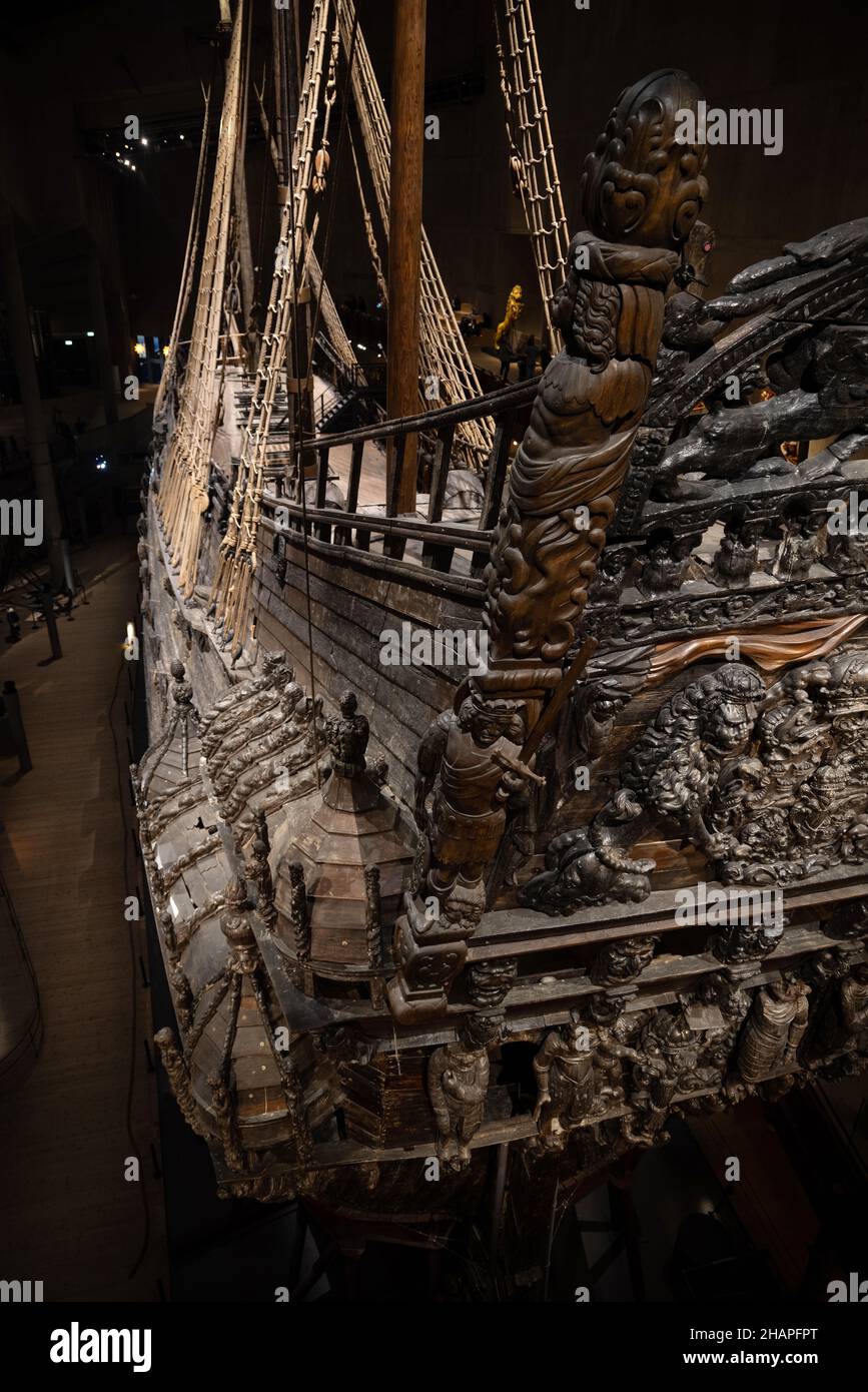 The magnificent wooden Vasa warship salvaged from the sea and displayed ...